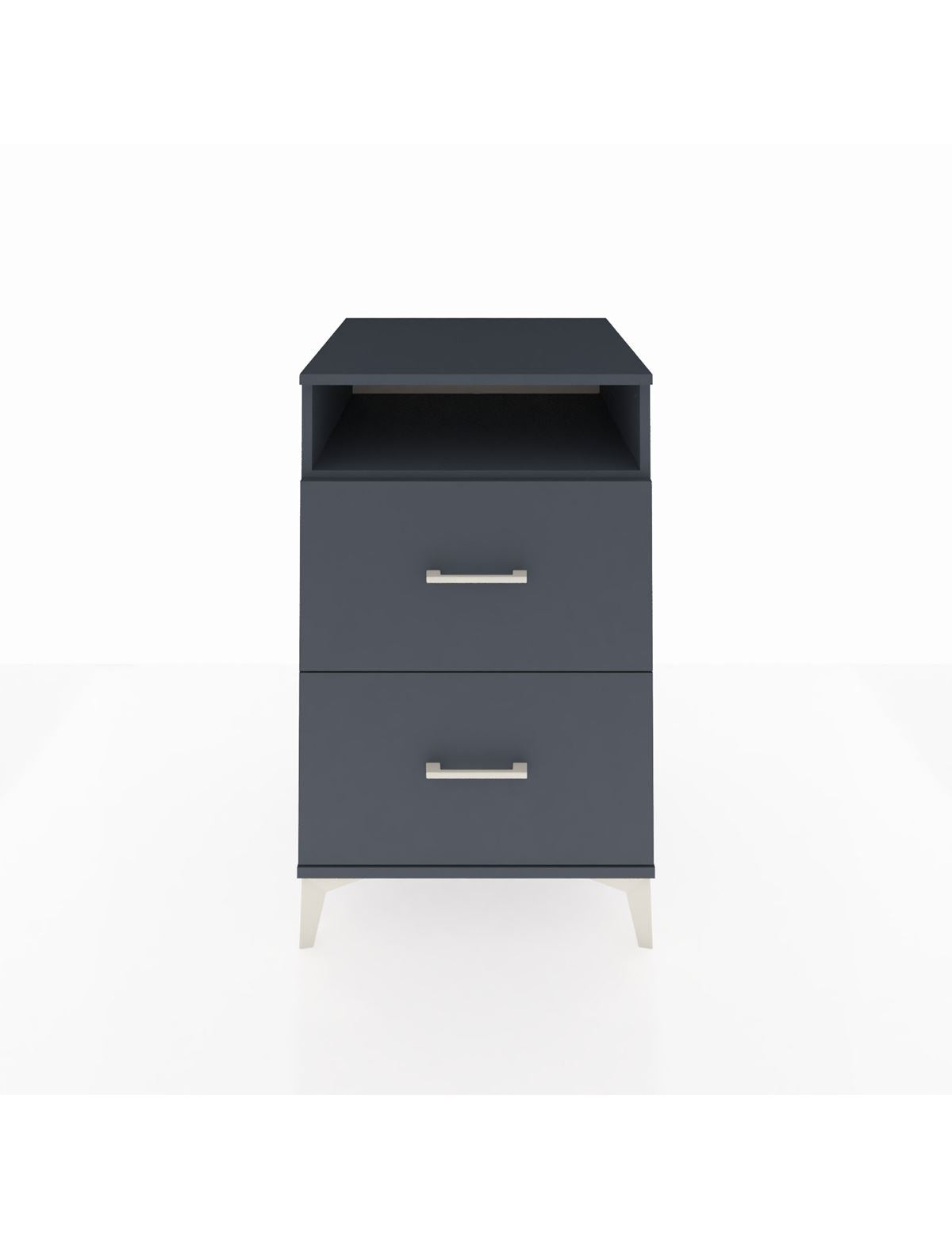 Kronos Komodin Tek Raflı 2 Çekmeceli 60x59x96 Antrasit-Antrasit