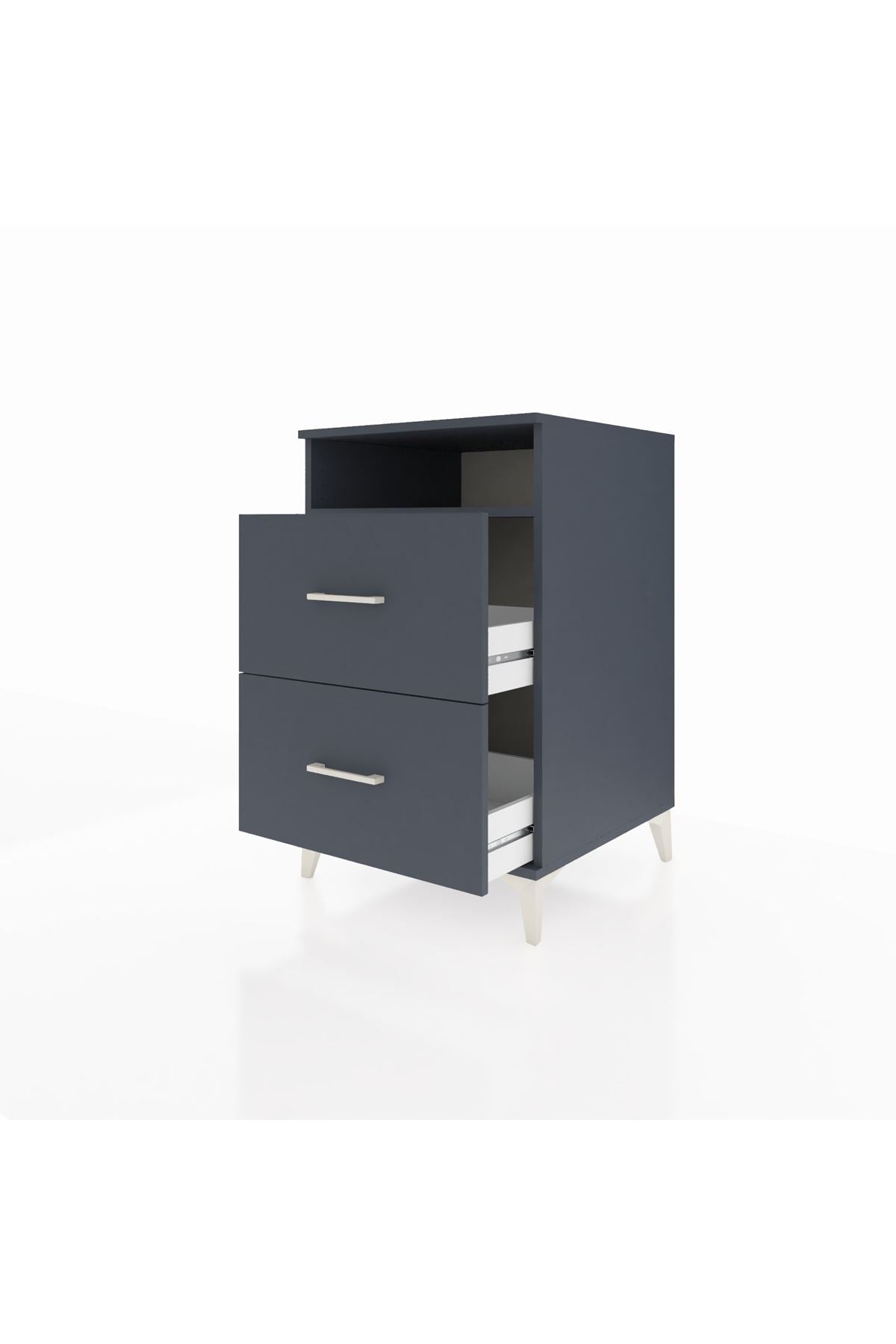 Kronos Komodin Tek Raflı 2 Çekmeceli 60x59x96 Antrasit-Antrasit