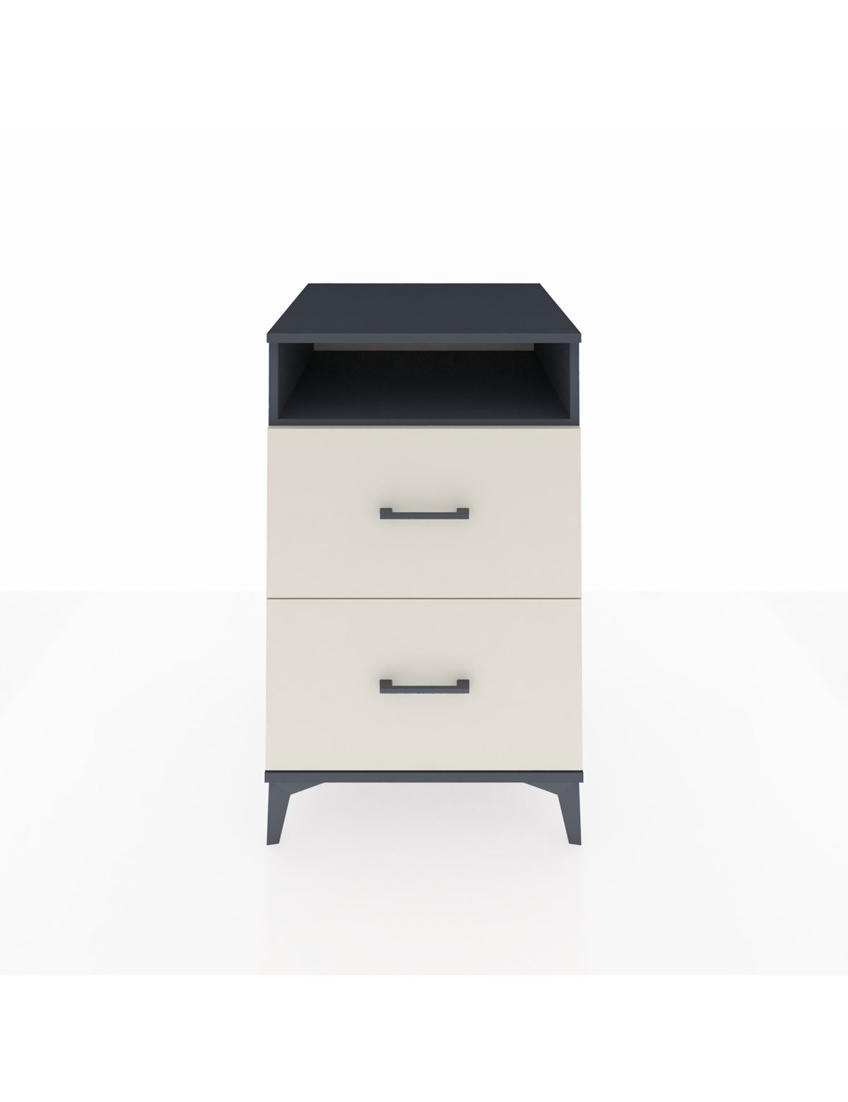 Kronos Komodin Tek Raflı 2 Çekmeceli 60x59x96 Antrasit-Aytaşı