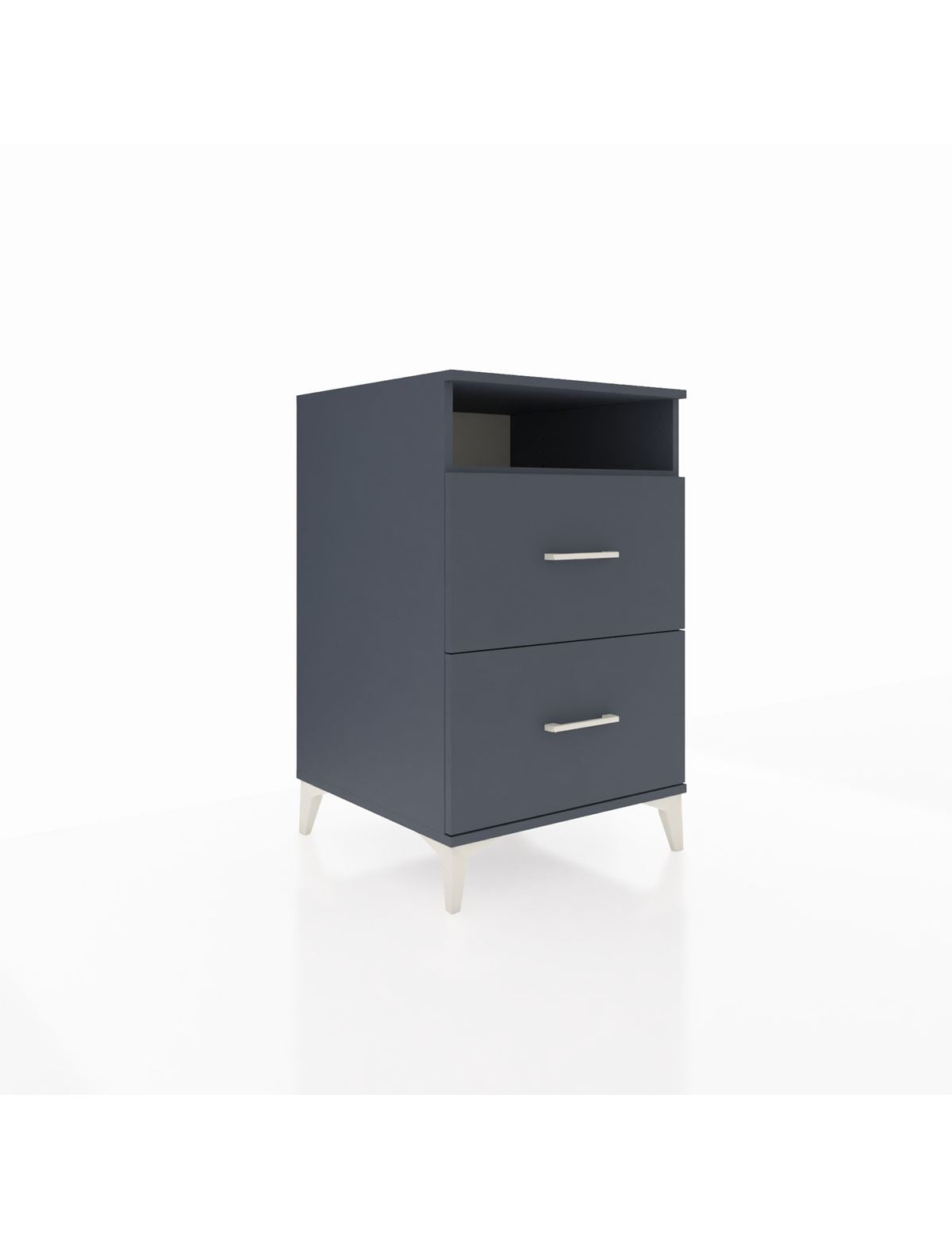 Kronos Komodin Tek Raflı 2 Çekmeceli 60x59x96 Antrasit-Antrasit