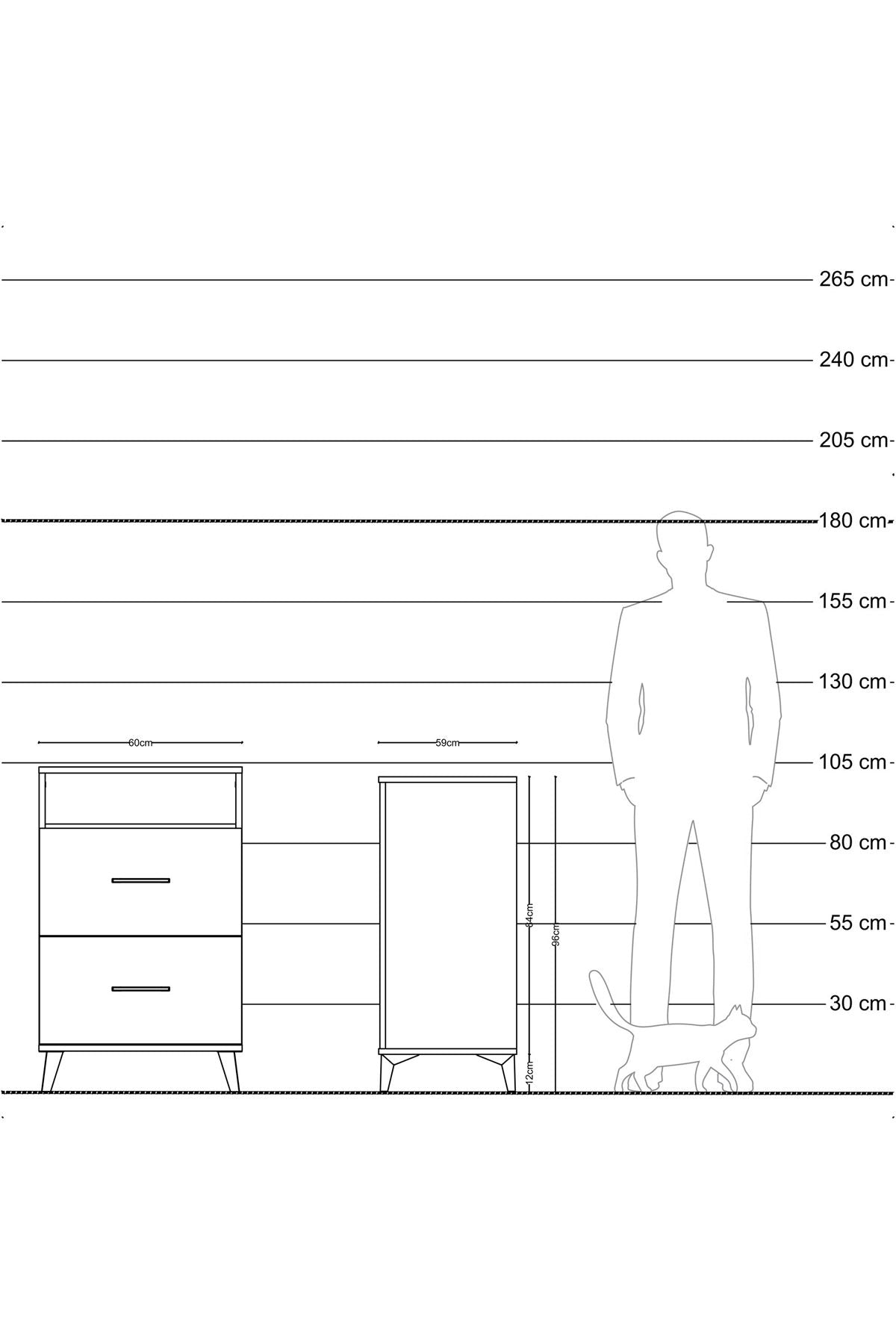 Kronos Komodin Tek Raflı 2 Çekmeceli 60x59x96 - S80M014V2C
