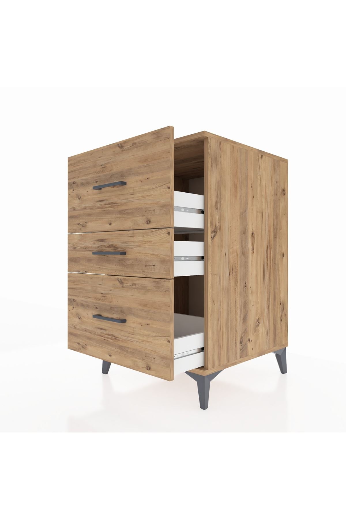 Kronos Komodin 3 Çekmeceli 60x59x96 Çam-Çam