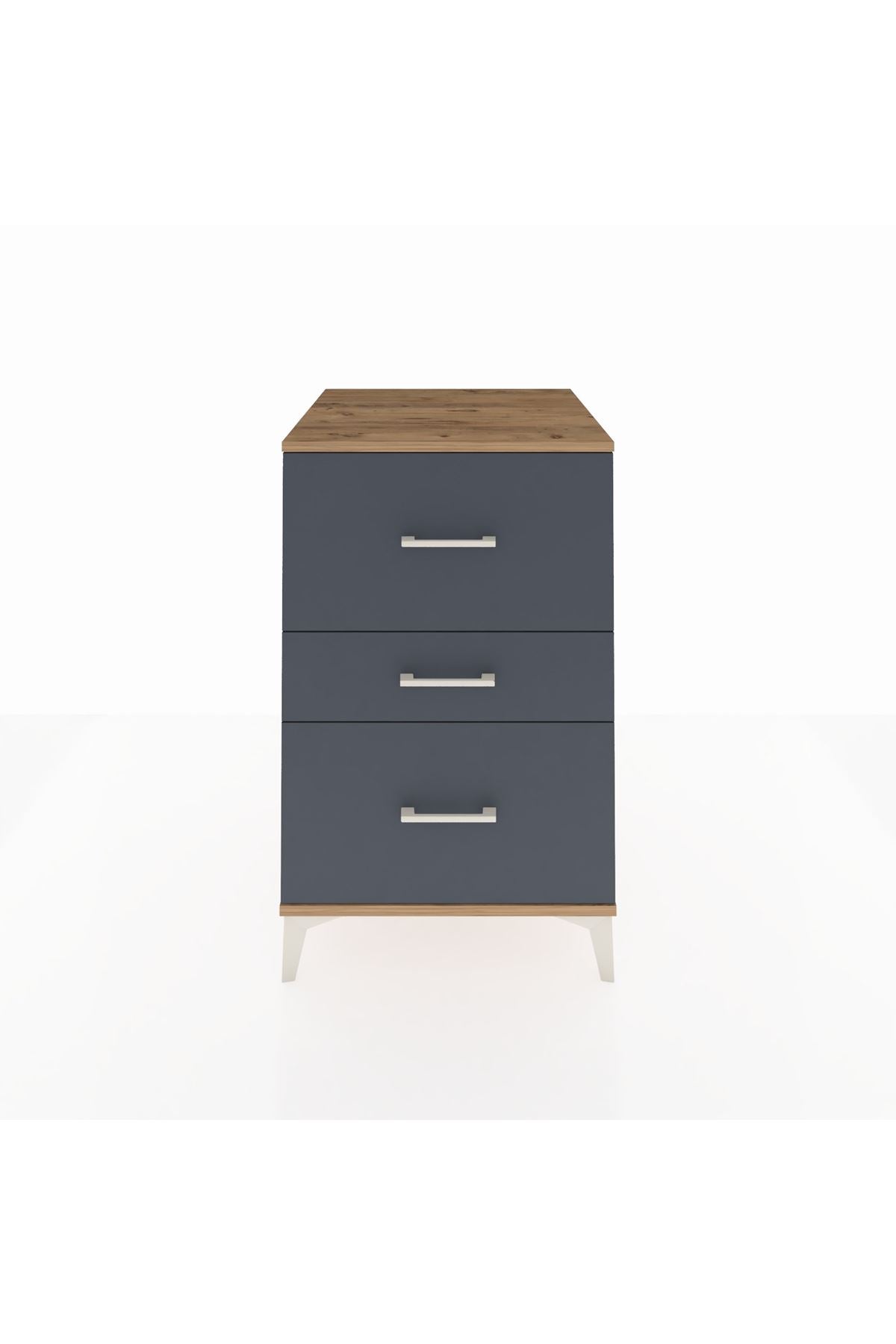 Kronos Komodin 3 Çekmeceli 60x59x96 Çam-Antrasit