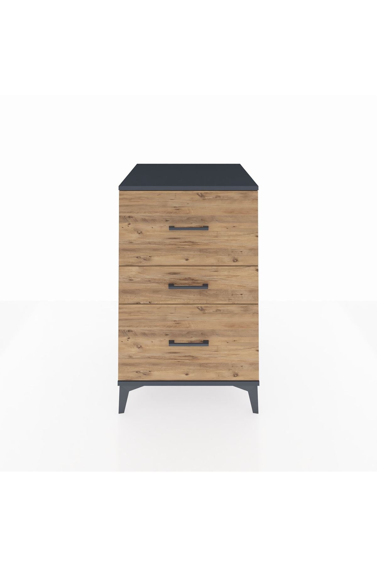 Kronos Komodin 3 Çekmeceli 60x59x96 Antrasit-Çam