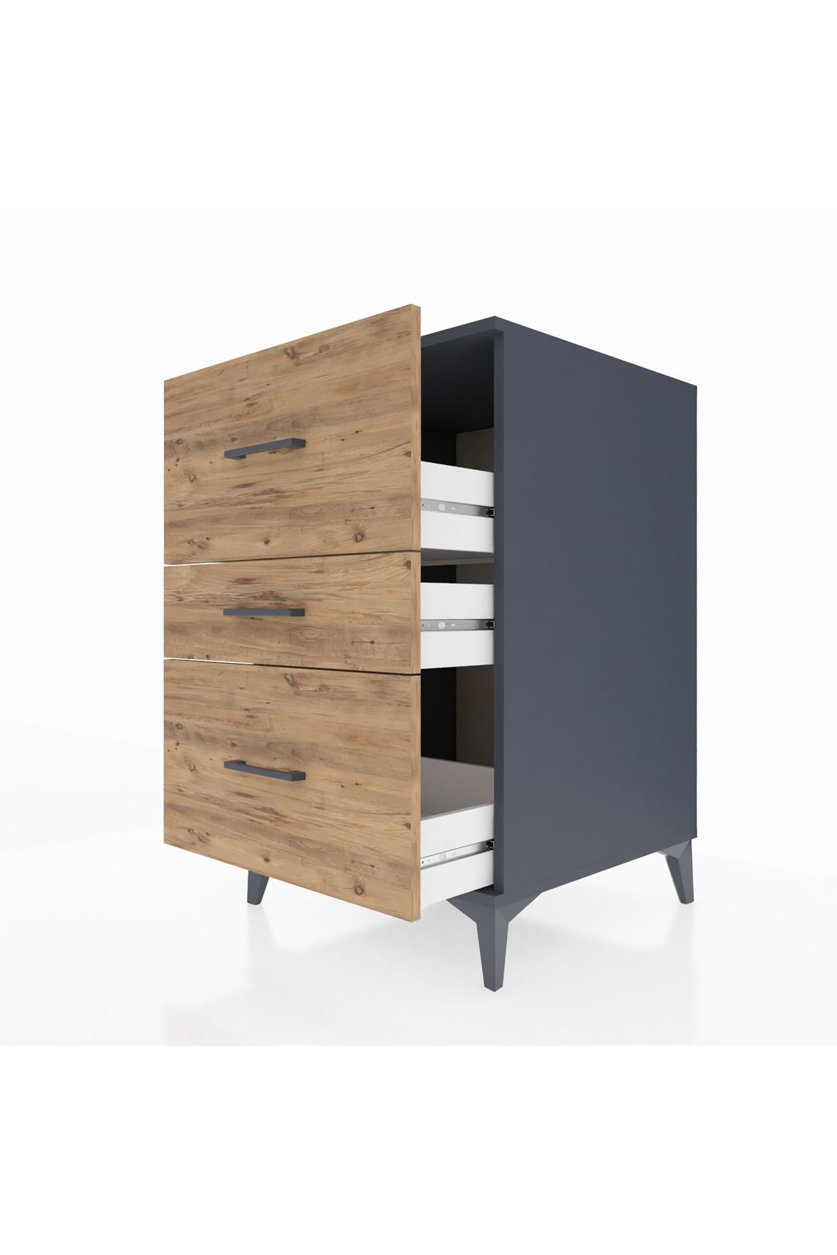 Kronos Komodin 3 Çekmeceli 60x59x96 Antrasit-Çam