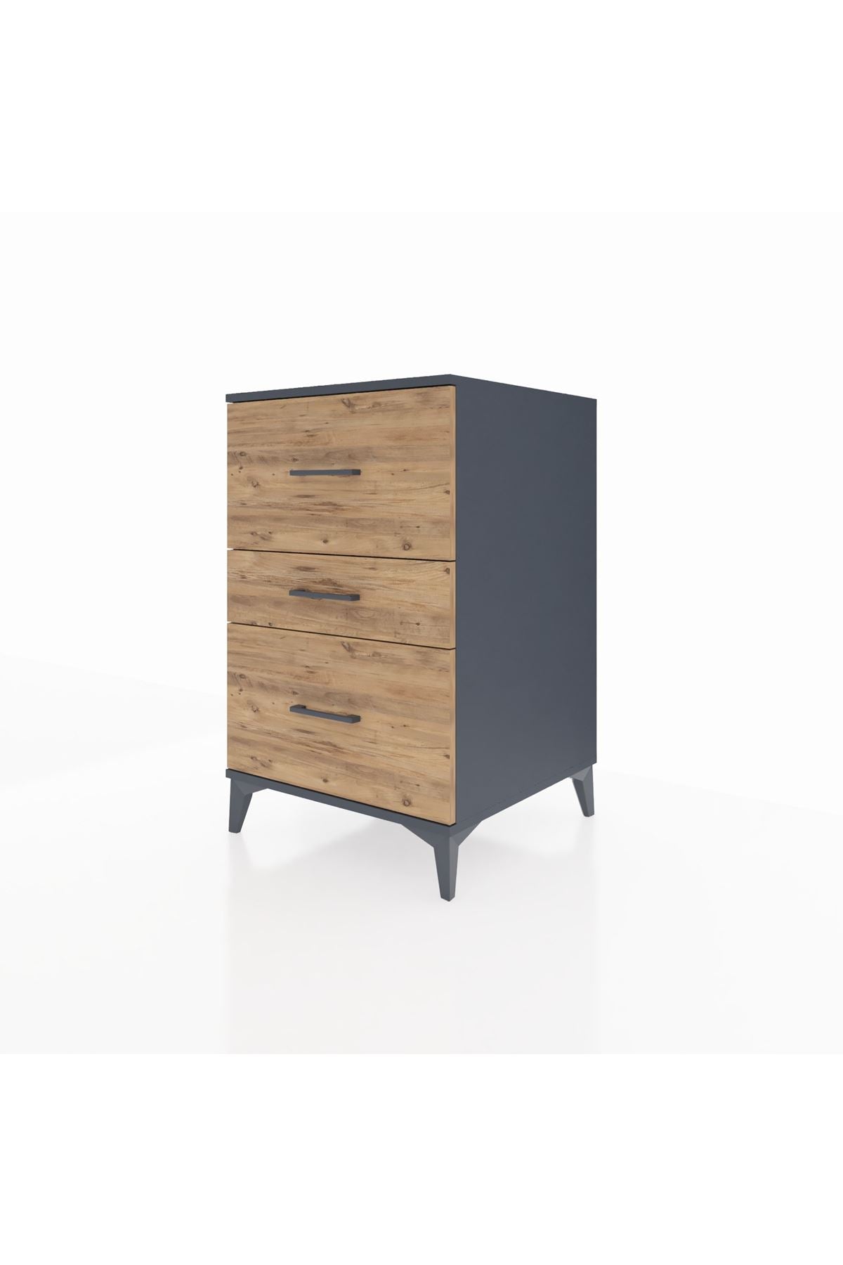 Kronos Komodin 3 Çekmeceli 60x59x96 Antrasit-Çam