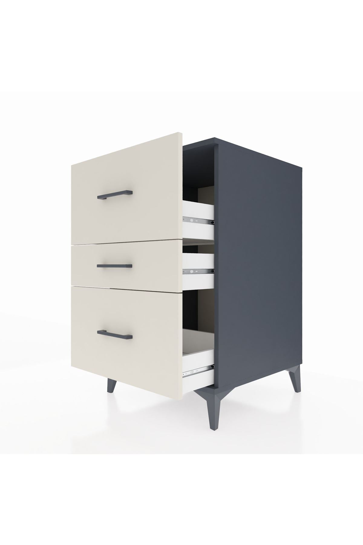 Kronos Komodin 3 Çekmeceli 60x59x96 Antrasit-Aytaşı