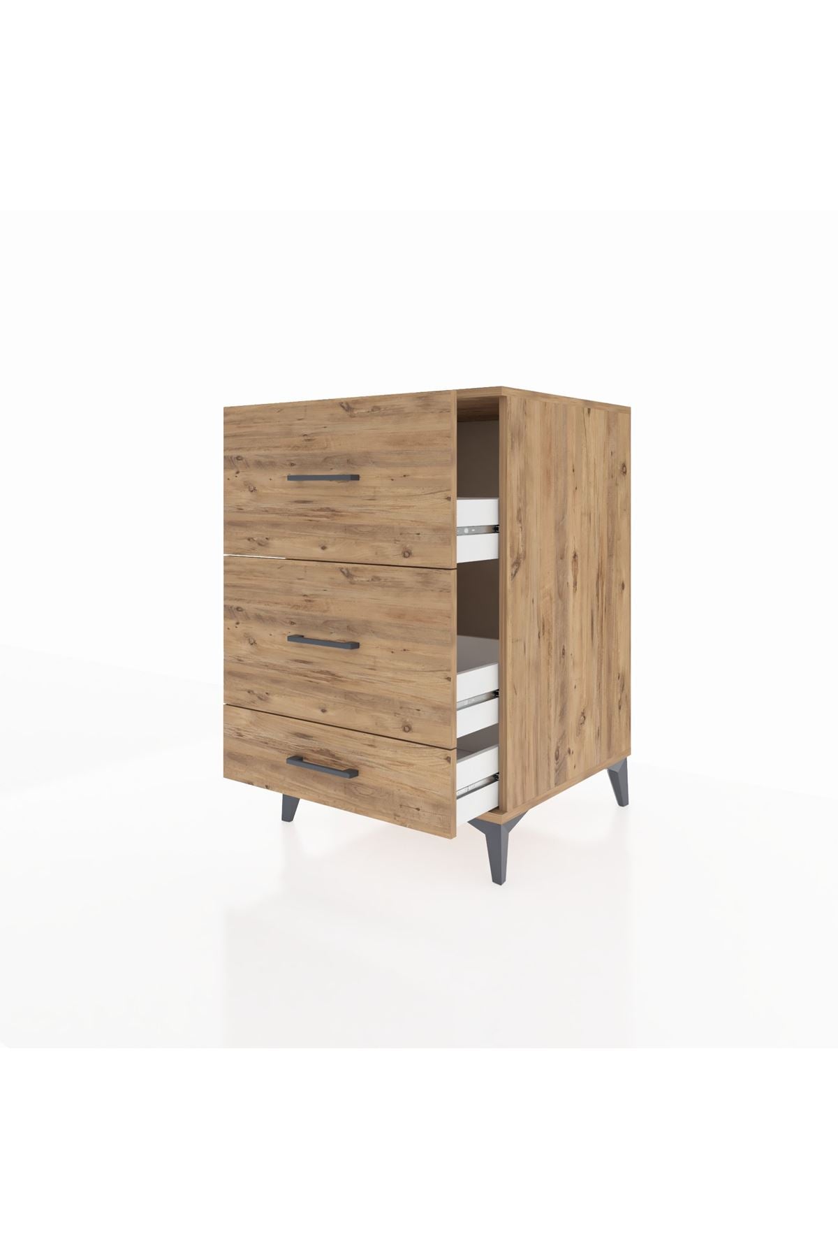 Kronos Komodin 3 Çekmeceli 60x59x96 Çam-Çam