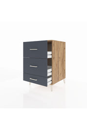 Kronos Komodin 3 Çekmeceli 60x59x96 Çam-Antrasit