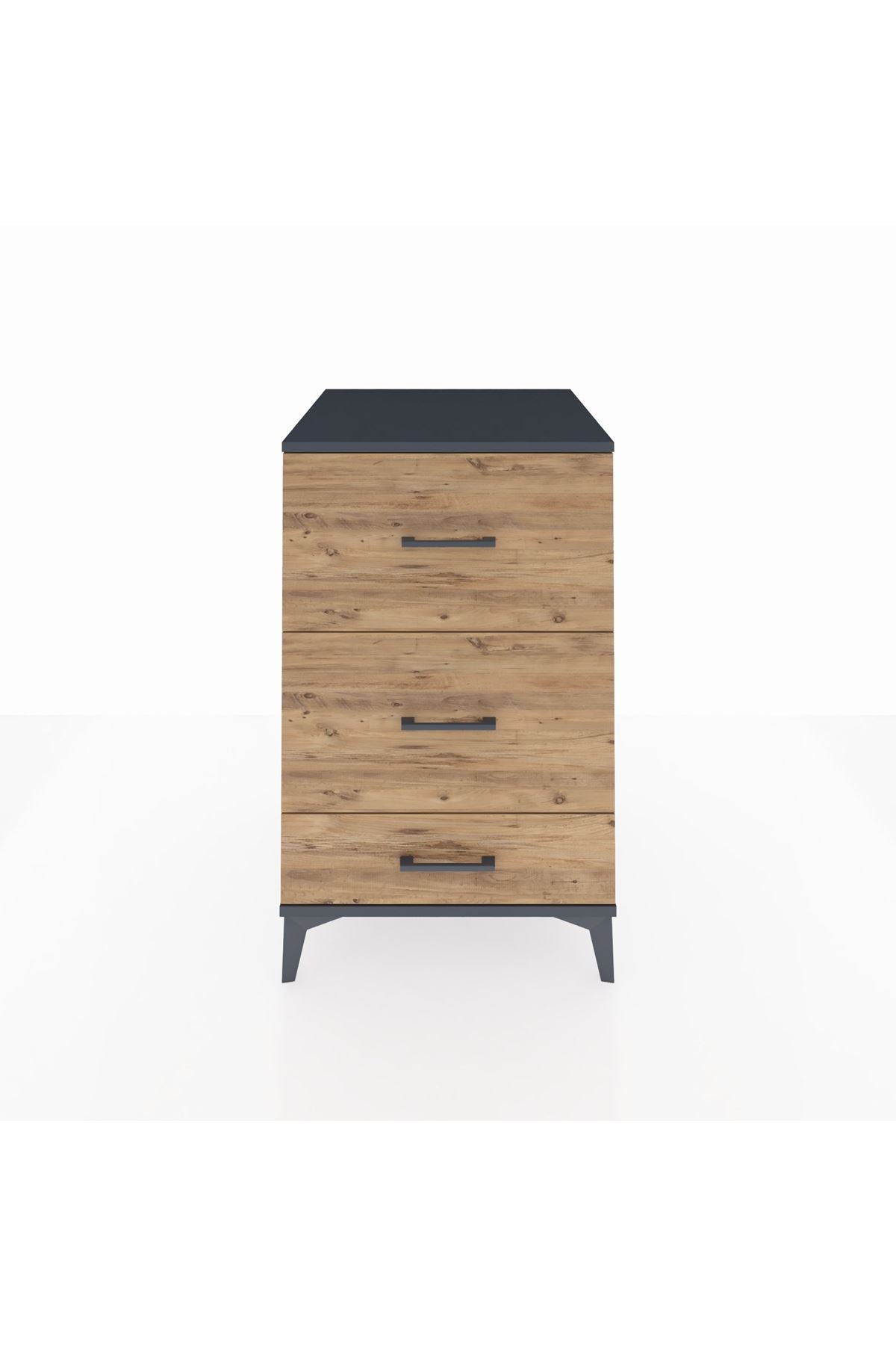 Kronos Komodin 3 Çekmeceli 60x59x96 Antrasit-Çam