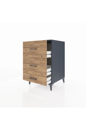 Kronos Komodin 3 Çekmeceli 60x59x96 Antrasit-Çam