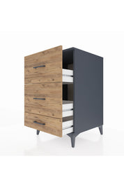 Kronos Komodin 3 Çekmeceli 60x59x96 Antrasit-Çam