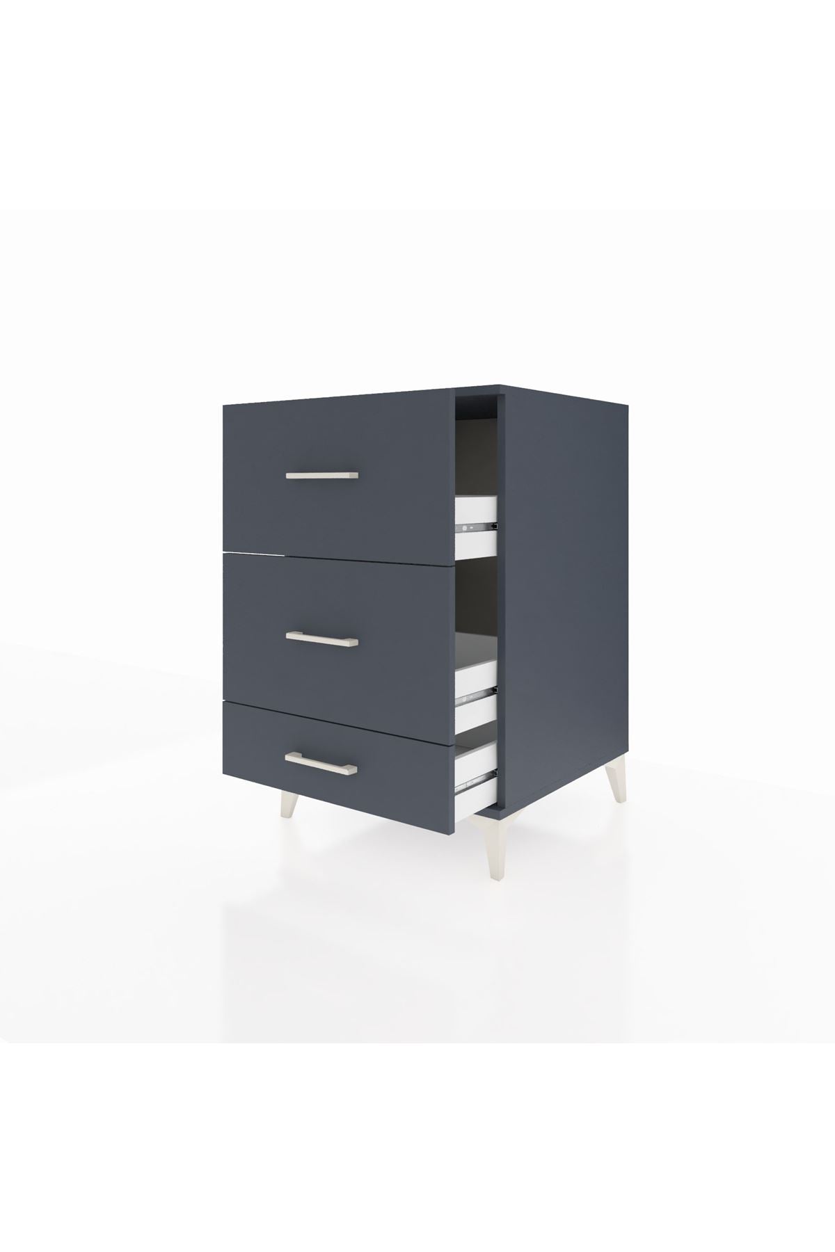 Kronos Komodin 3 Çekmeceli 60x59x96 Antrasit-Antrasit