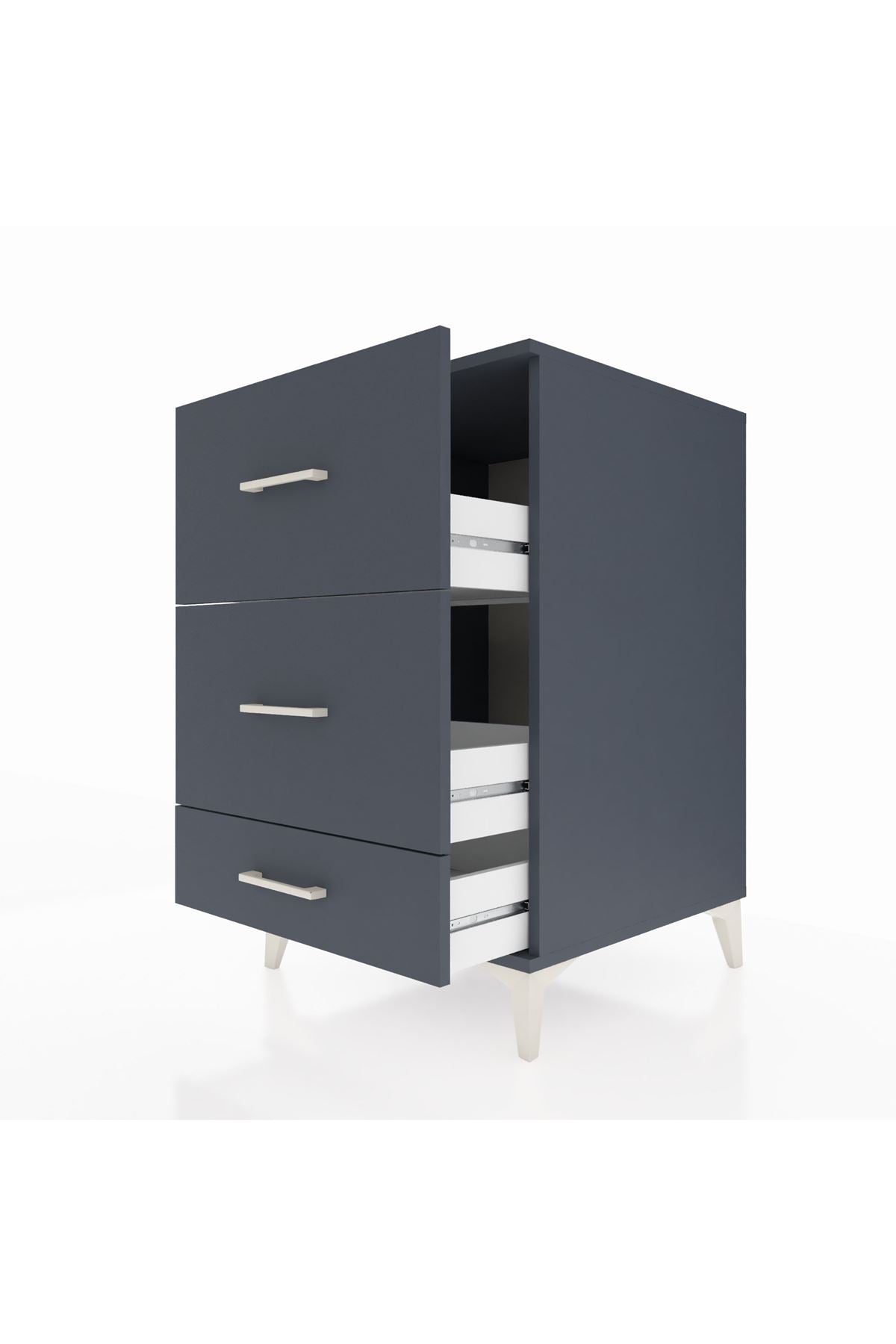 Kronos Komodin 3 Çekmeceli 60x59x96 Antrasit-Antrasit