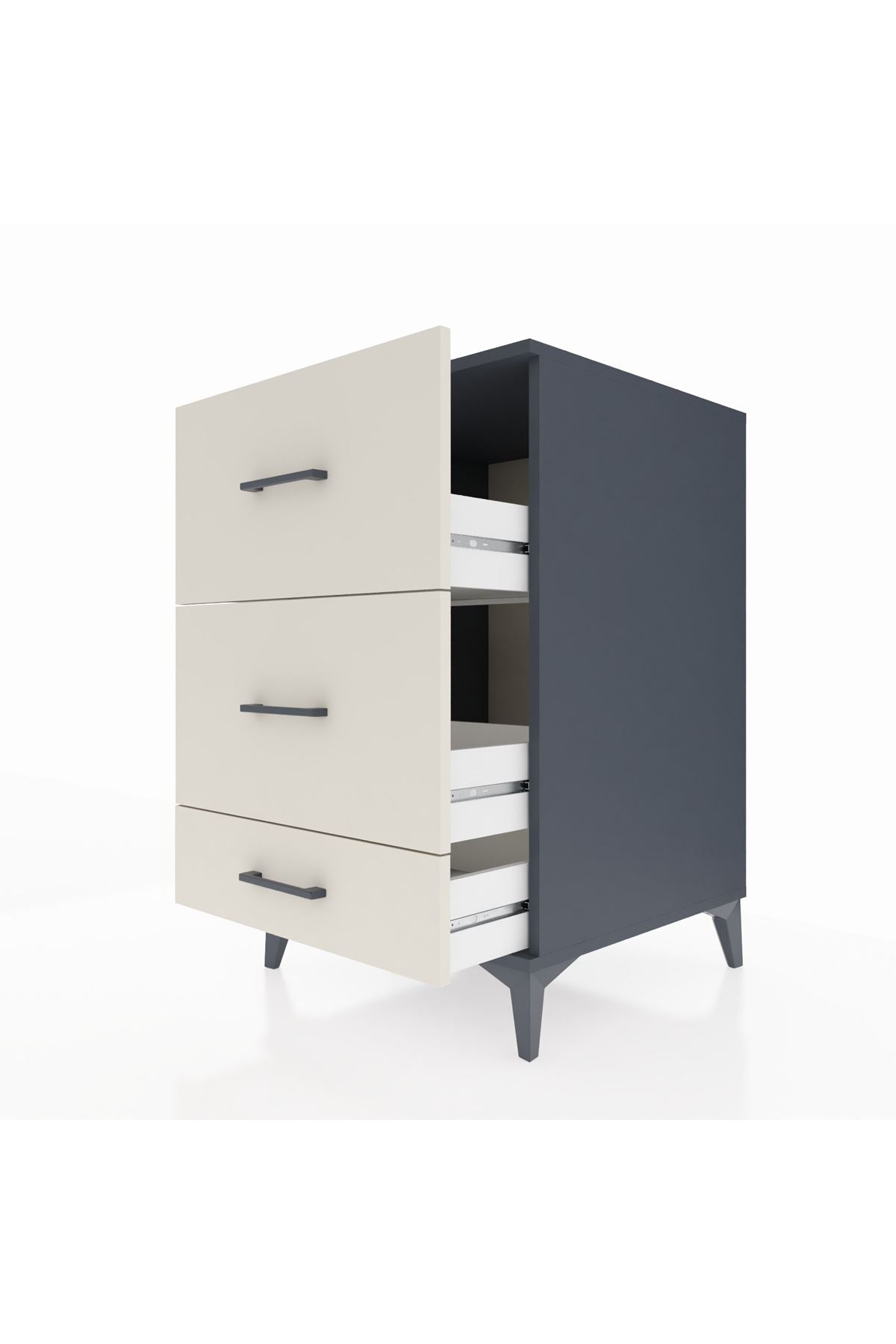 Kronos Komodin 3 Çekmeceli 60x59x96 Antrasit-Aytaşı