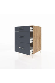 Kronos Komodin 3 Çekmeceli 60x59x96 Çam-Antrasit