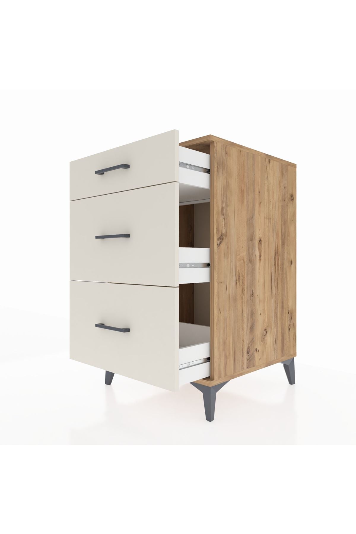 Kronos Komodin 3 Çekmeceli 60x59x96 Çam-Aytaşı