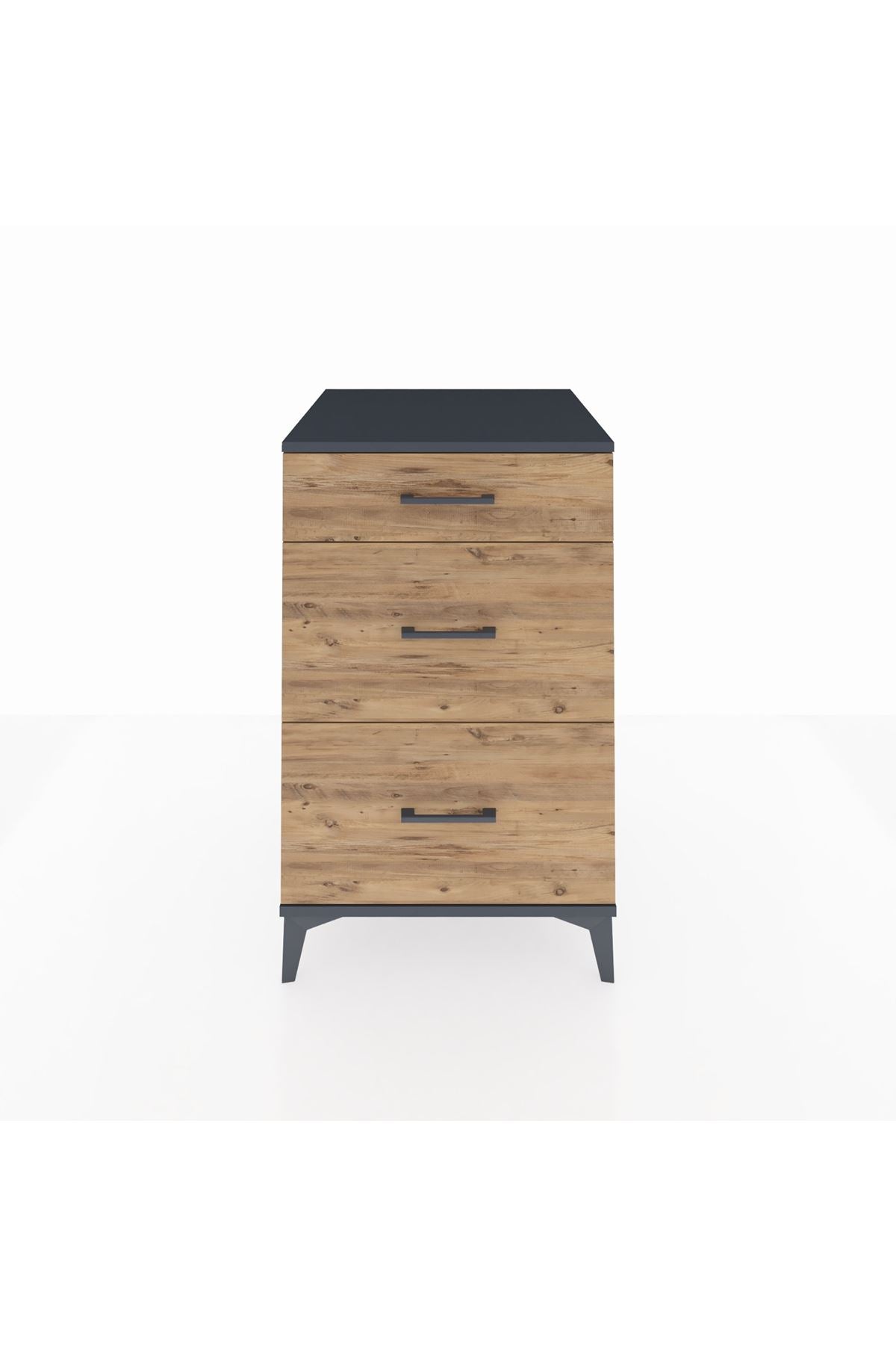 Kronos Komodin 3 Çekmeceli 60x59x96 Antrasit-Çam