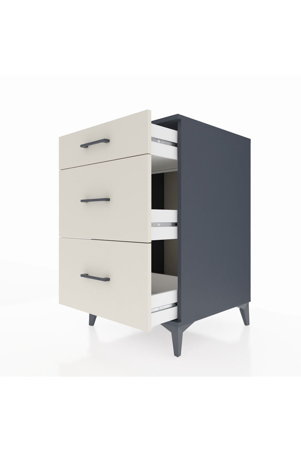 Kronos Komodin 3 Çekmeceli 60x59x96 Antrasit-Aytaşı