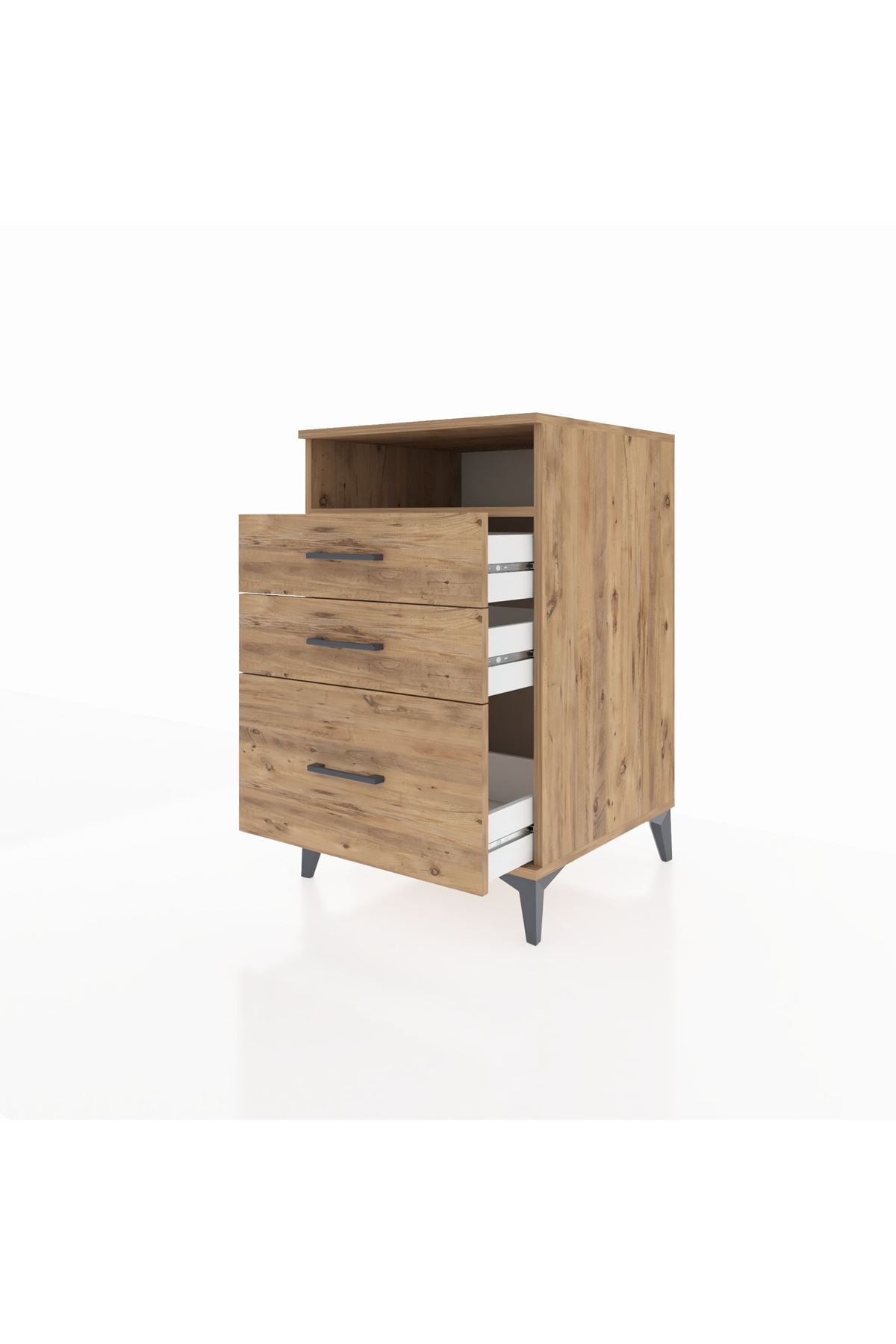 Kronos Komodin Tek Raflı 3 Çekmeceli 60x59x96 Çam-Çam