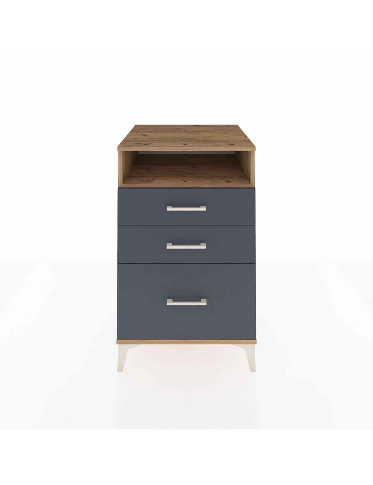 Kronos Komodin Tek Raflı 3 Çekmeceli 60x59x96 Çam-Antrasit