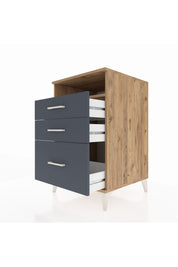Kronos Komodin Tek Raflı 3 Çekmeceli 60x59x96 Çam-Antrasit