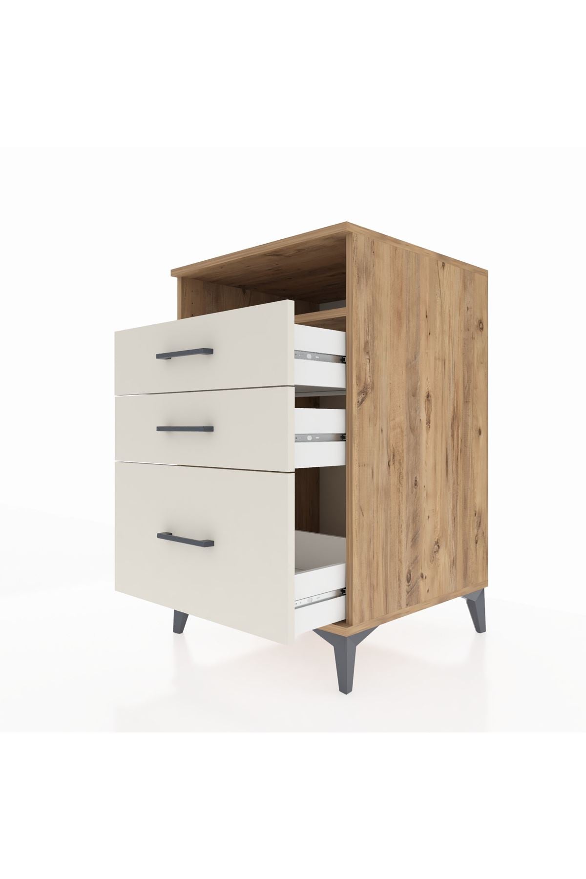Kronos Komodin Tek Raflı 3 Çekmeceli 60x59x96 Çam-Aytaşı