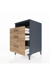 Kronos Komodin Tek Raflı 3 Çekmeceli 60x59x96 Antrasit-Çam