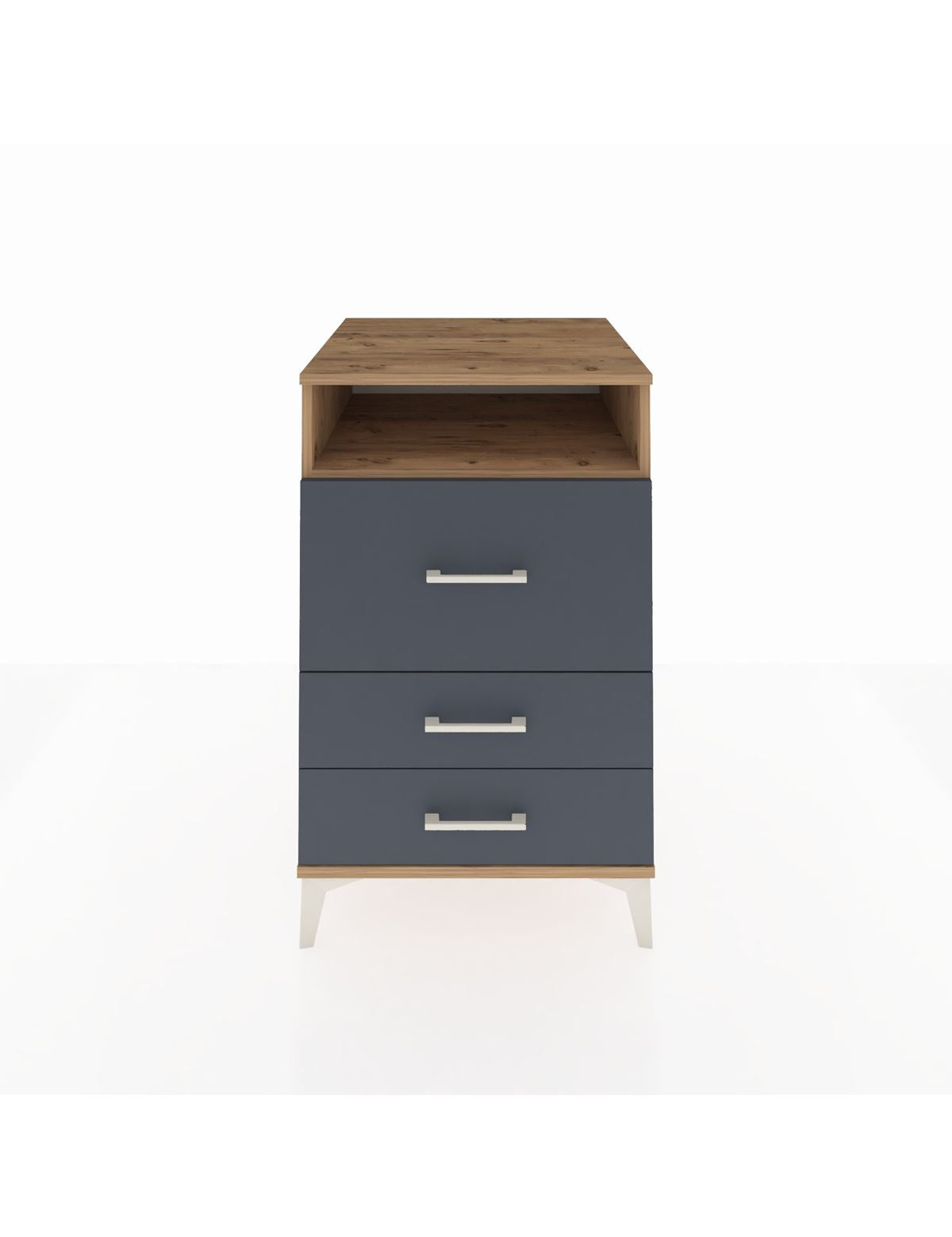 Kronos Komodin Tek Raflı 3 Çekmeceli 60x59x96 Çam-Antrasit