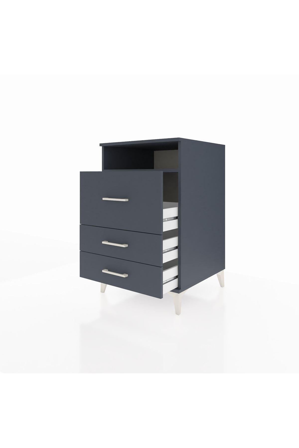 Kronos Komodin Tek Raflı 3 Çekmeceli 60x59x96 Antrasit-Antrasit