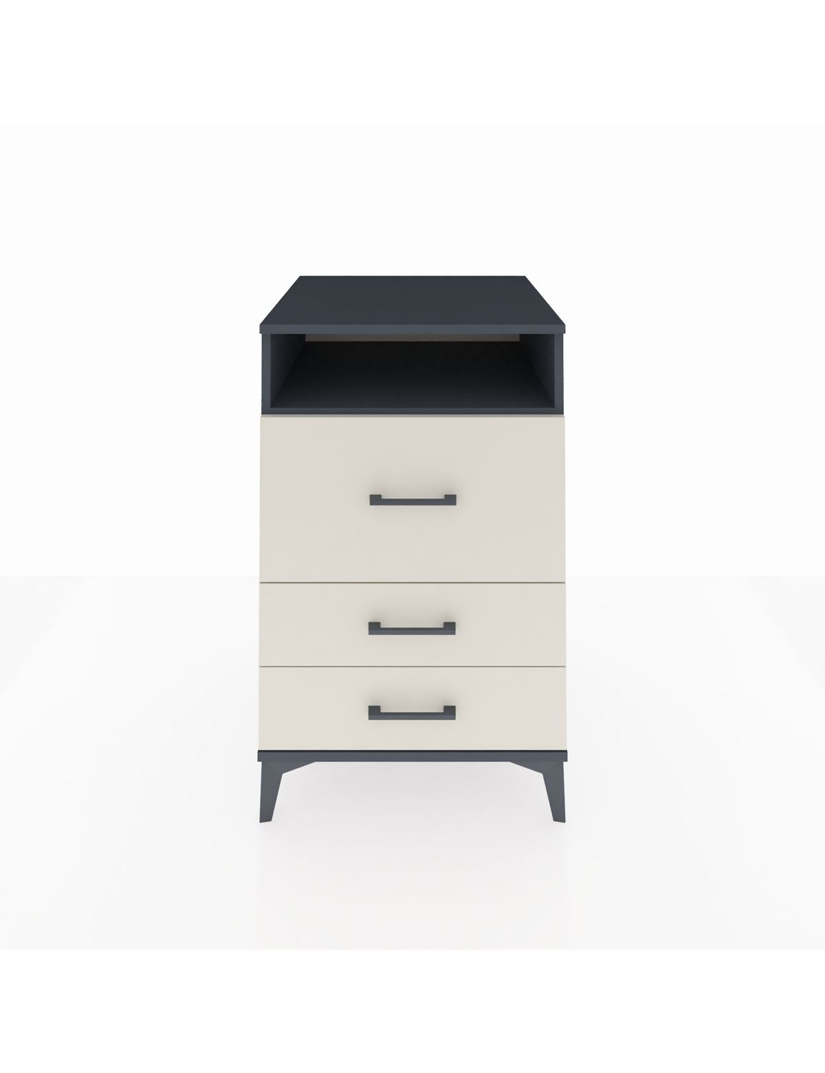 Kronos Komodin Tek Raflı 3 Çekmeceli 60x59x96 Antrasit-Aytaşı