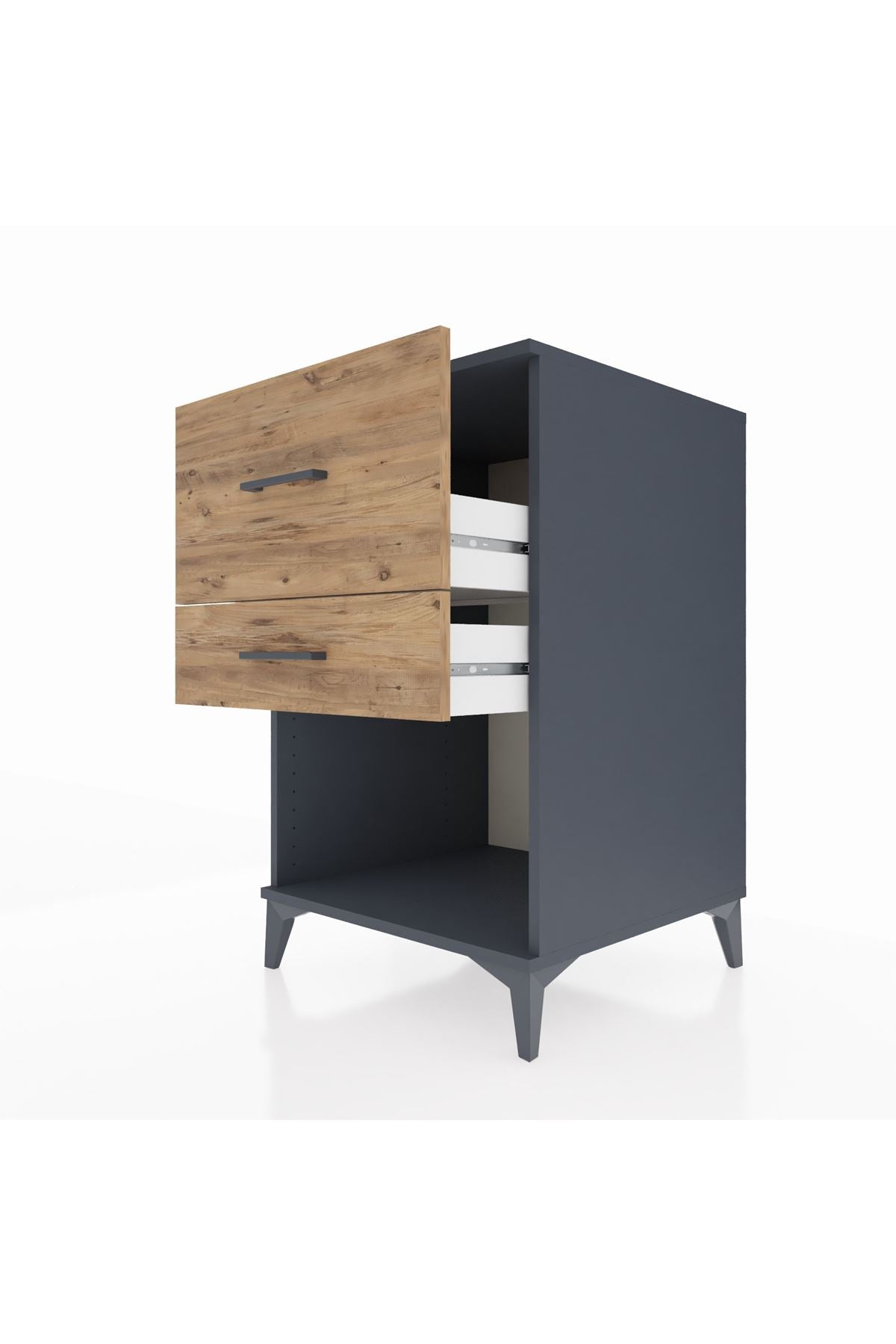 Kronos Komodin 2 Çekmeceli 60x59x96 Antrasit-Çam