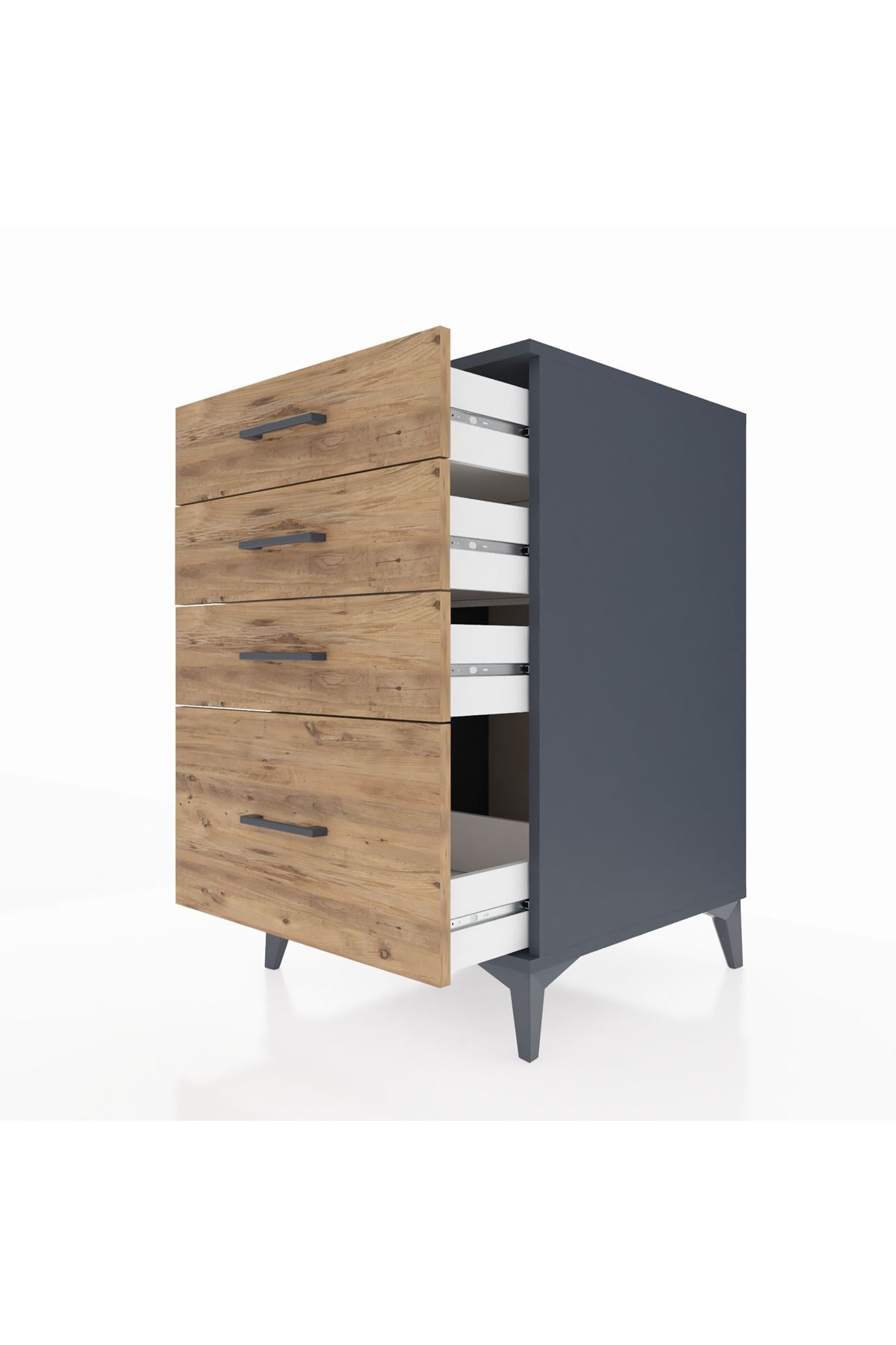 Kronos Komodin 4 Çekmeceli 60x59x96 Antrasit-Çam