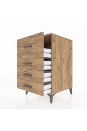 Kronos Komodin 4 Çekmeceli 60x59x96 Çam-Çam