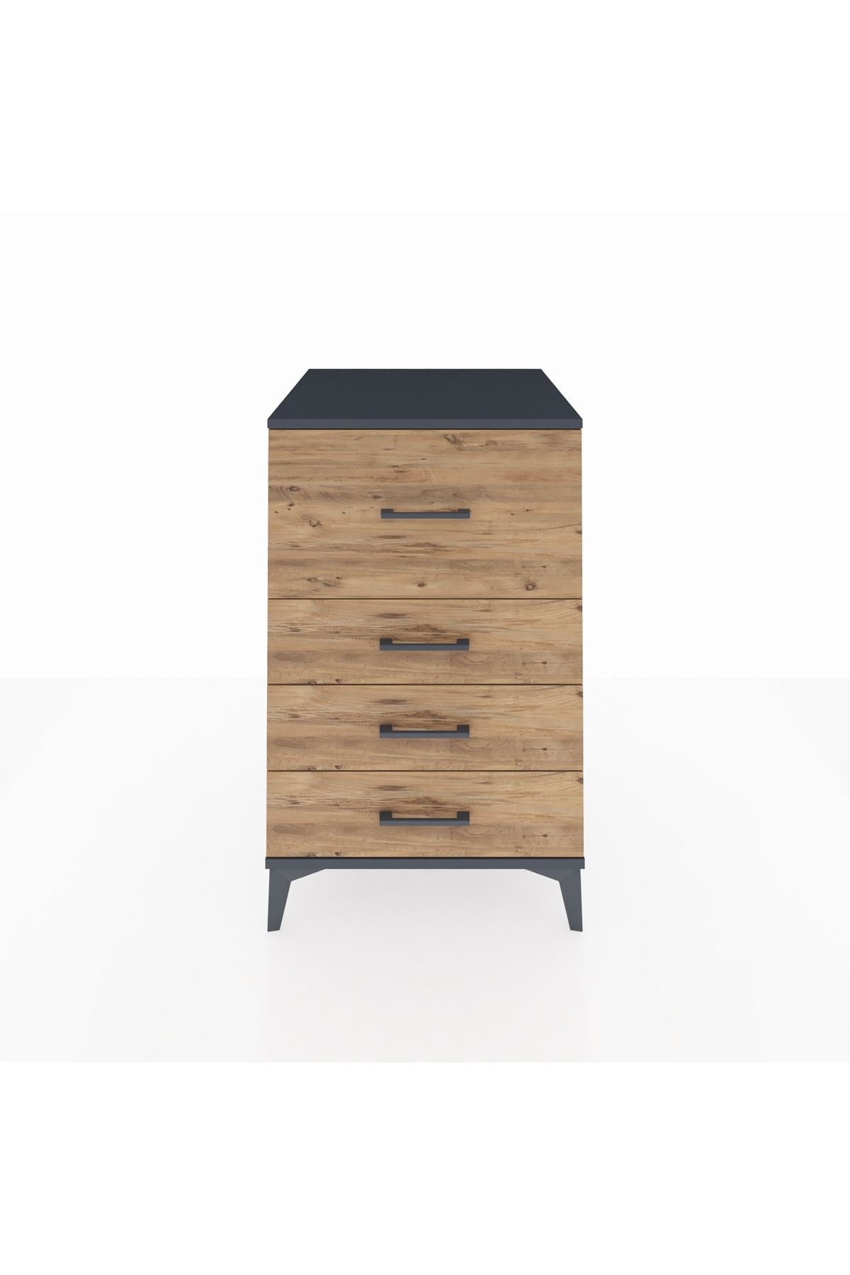 Kronos Komodin 4 Çekmeceli 60x59x96 Antrasit-Çam