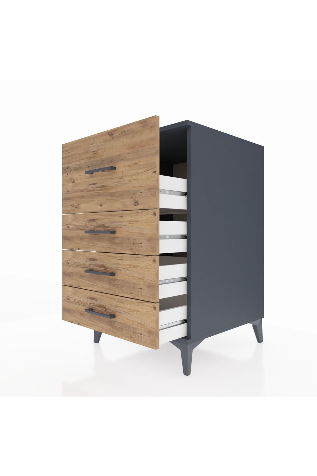 Kronos Komodin 4 Çekmeceli 60x59x96 Antrasit-Çam