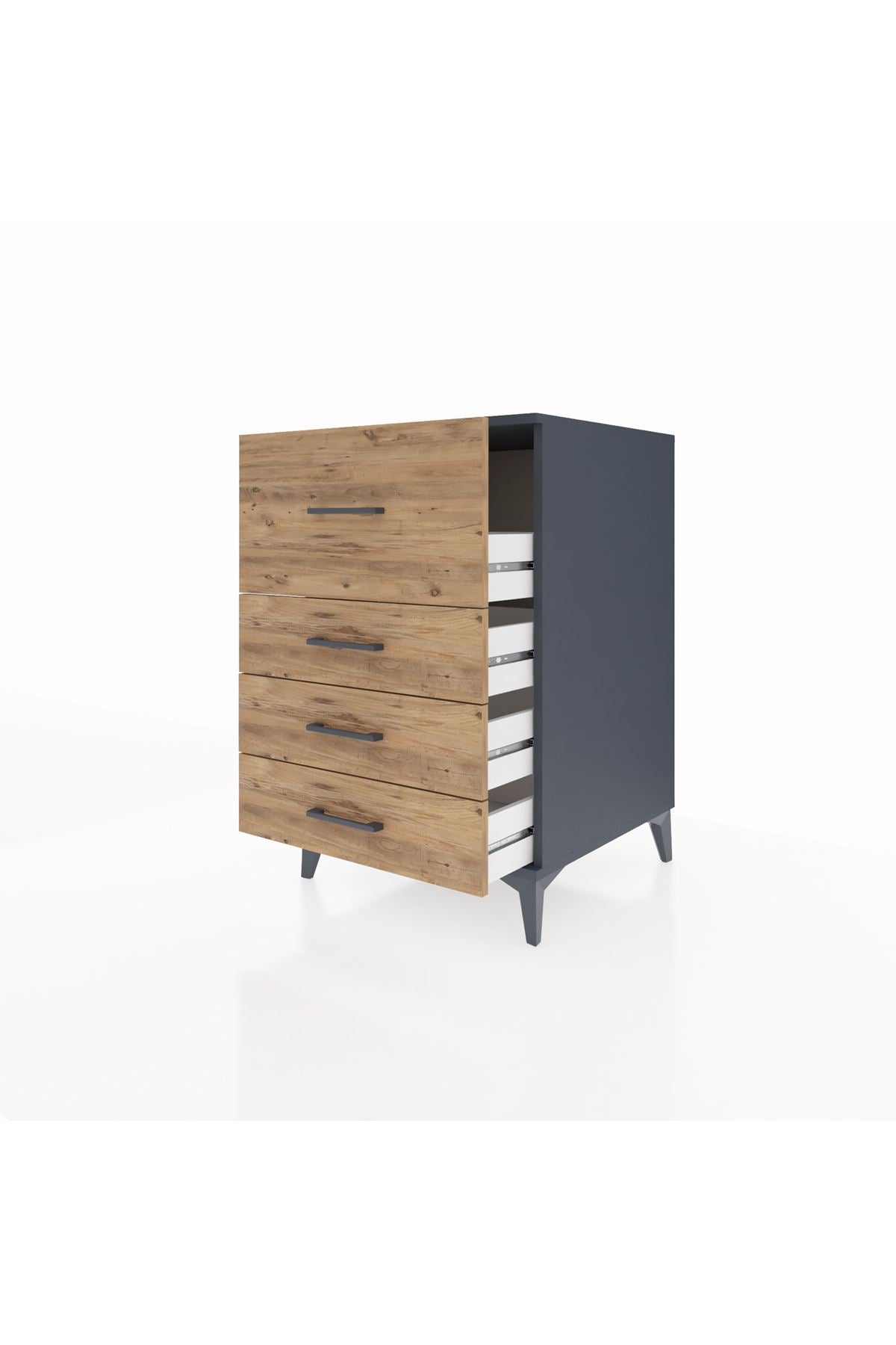 Kronos Komodin 4 Çekmeceli 60x59x96 Antrasit-Çam