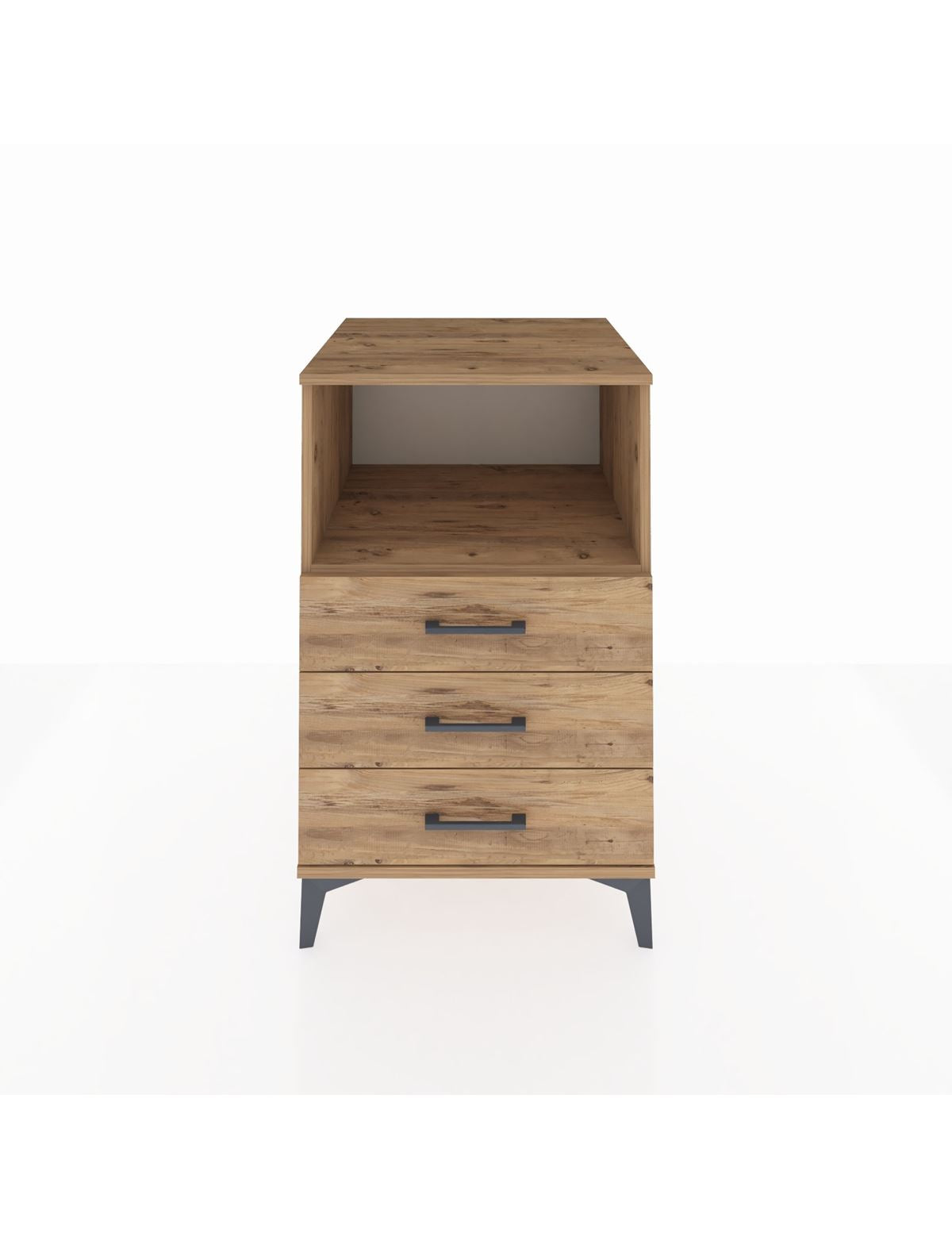 Kronos Komodin Tek Raflı 3 Çekmeceli 60x59x96 Çam-Çam