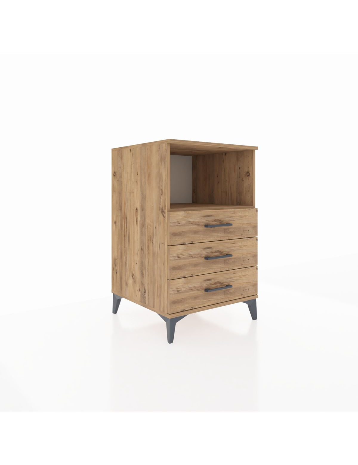 Kronos Komodin Tek Raflı 3 Çekmeceli 60x59x96 Çam-Çam