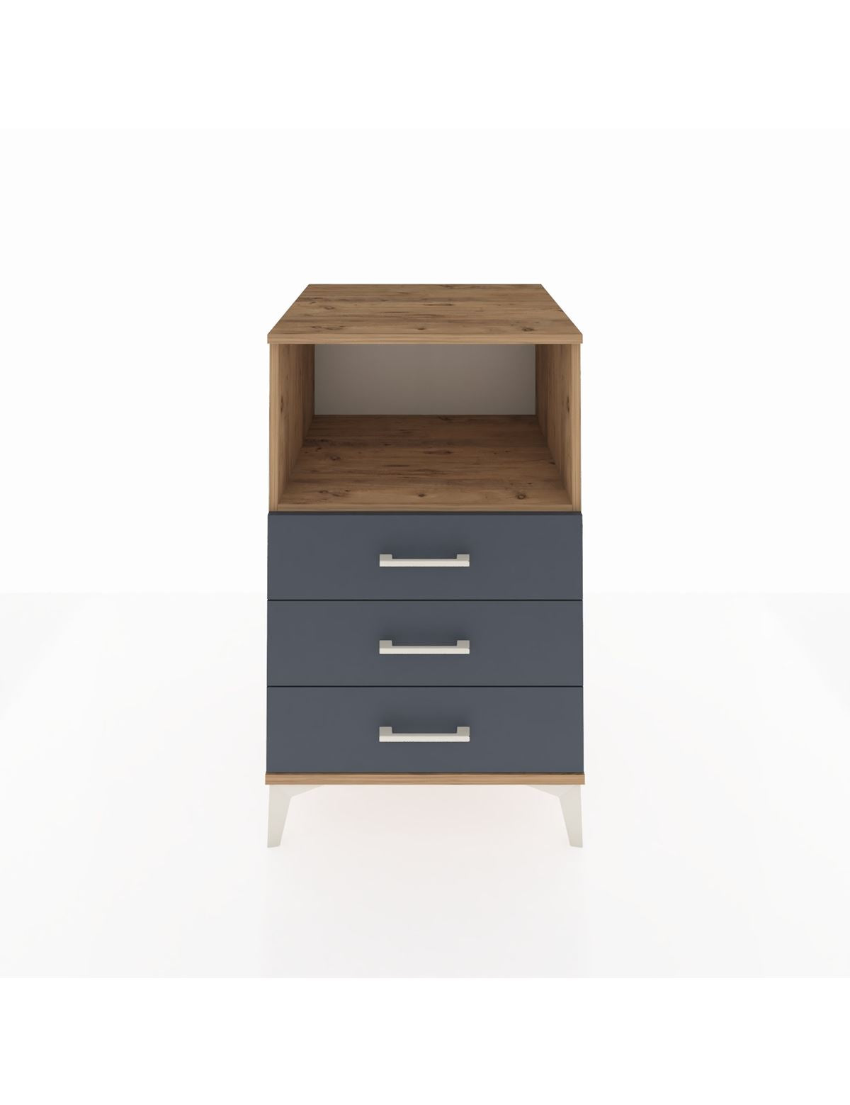 Kronos Komodin Tek Raflı 3 Çekmeceli 60x59x96 Çam-Antrasit