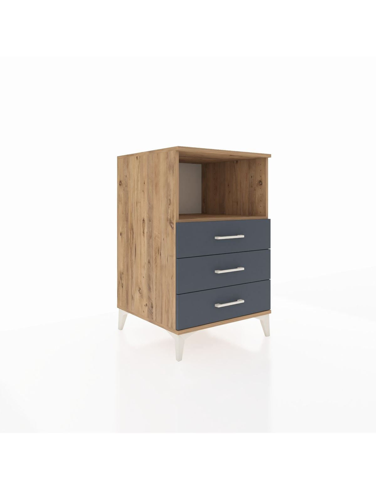 Kronos Komodin Tek Raflı 3 Çekmeceli 60x59x96 Çam-Antrasit