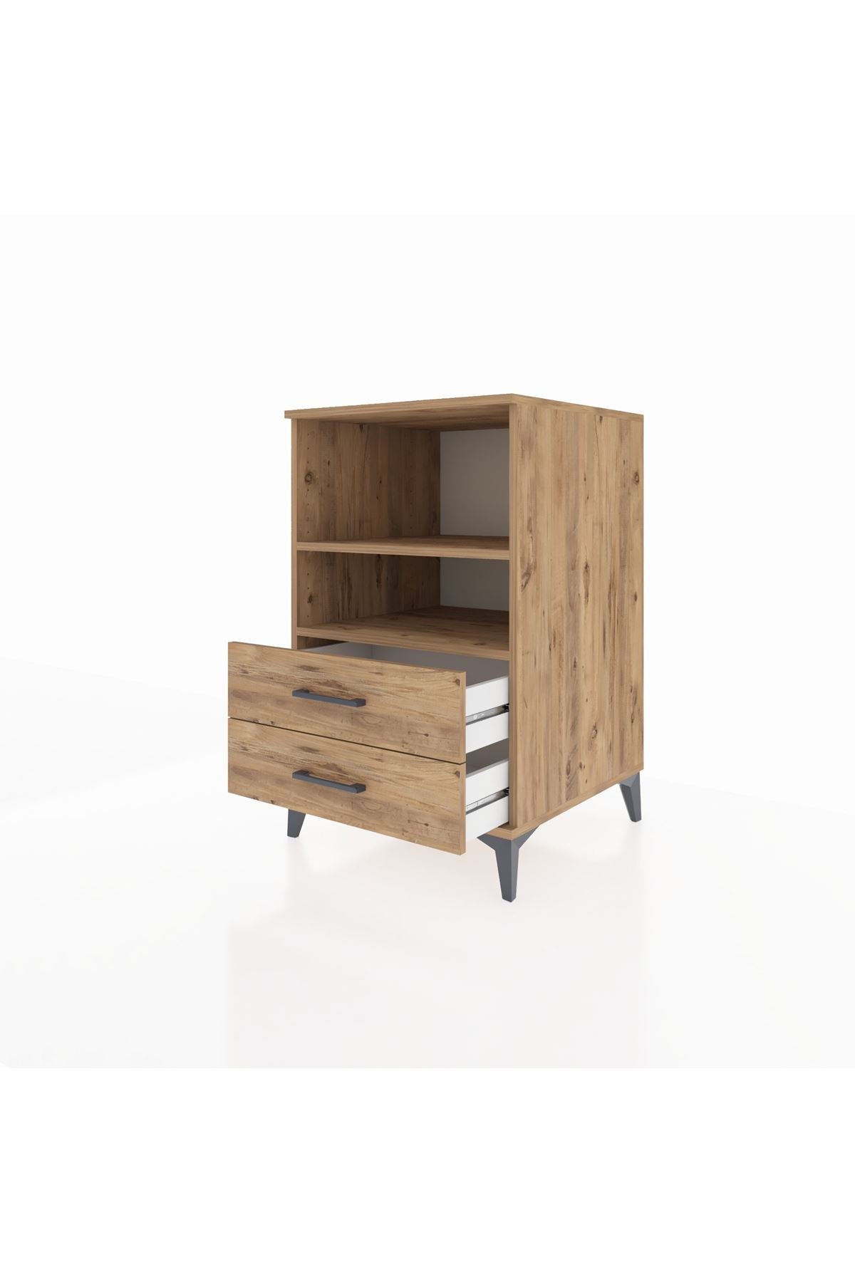 Kronos Komodin 2 Raflı 2 Çekmeceli 60x59x96 Çam-Çam