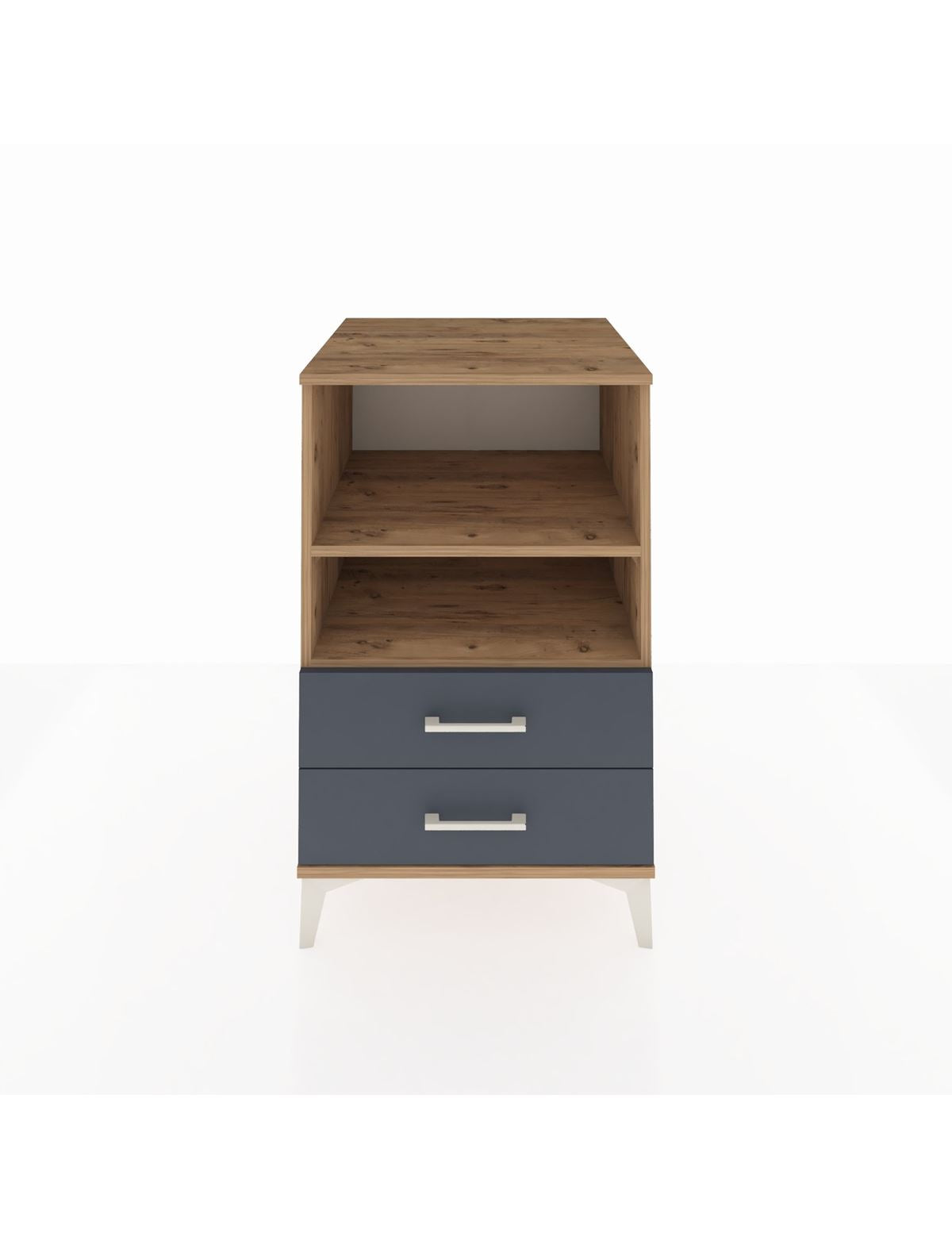 Kronos Komodin 2 Raflı 2 Çekmeceli 60x59x96 Çam-Antrasit