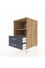 Kronos Komodin 2 Raflı 2 Çekmeceli 60x59x96 Çam-Antrasit