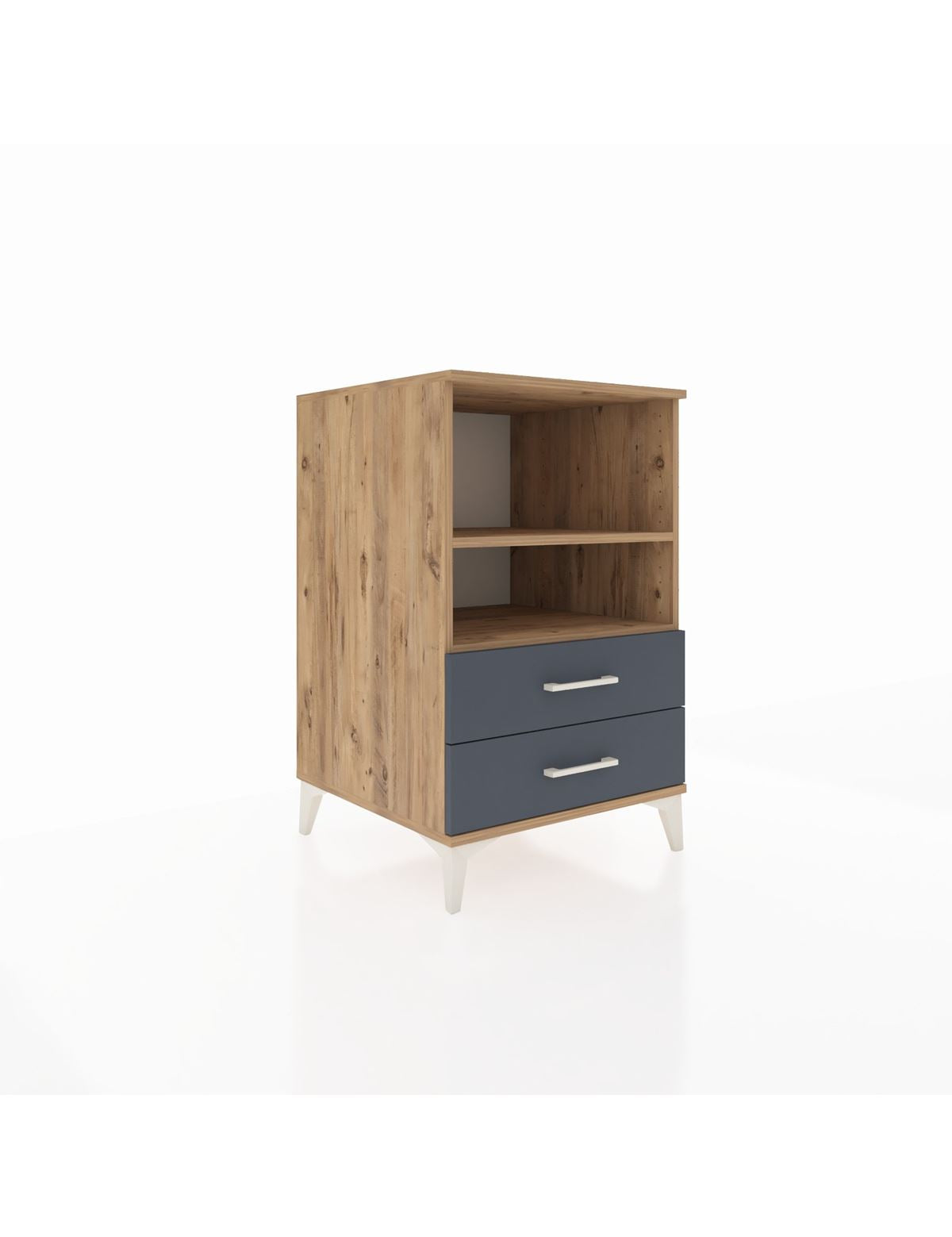 Kronos Komodin 2 Raflı 2 Çekmeceli 60x59x96 Çam-Antrasit