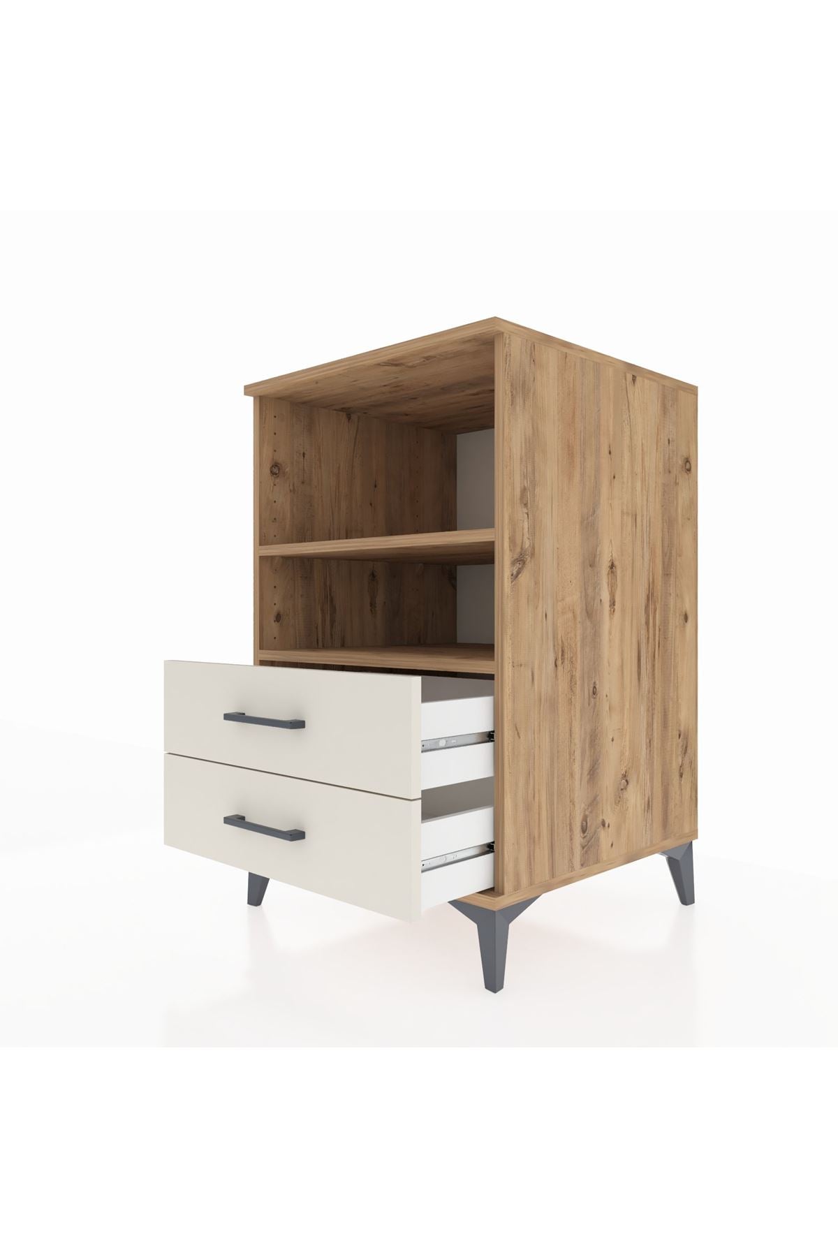 Kronos Komodin 2 Raflı 2 Çekmeceli 60x59x96 Çam-Aytaşı