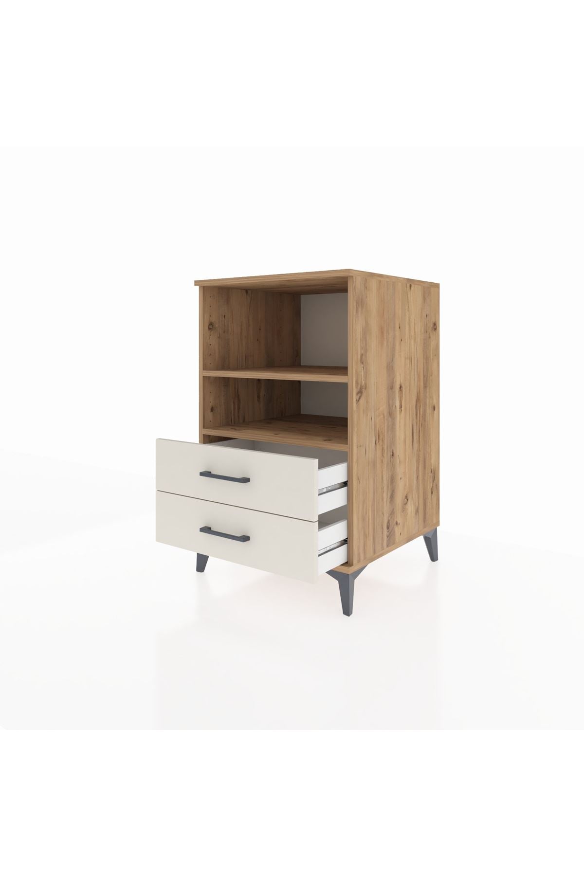 Kronos Komodin 2 Raflı 2 Çekmeceli 60x59x96 Çam-Aytaşı