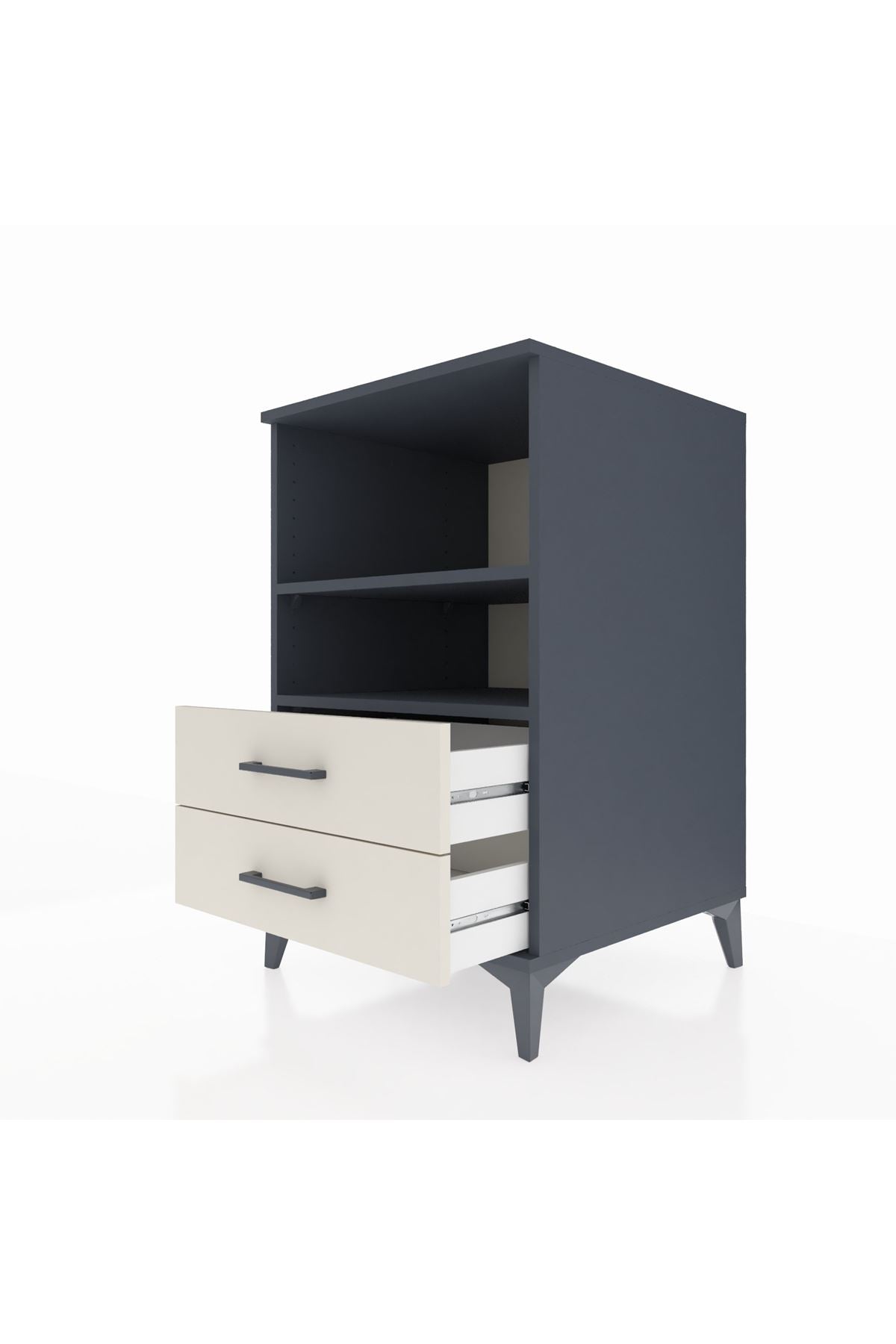 Kronos Komodin 2 Raflı 2 Çekmeceli 60x59x96 Antrasit-Aytaşı