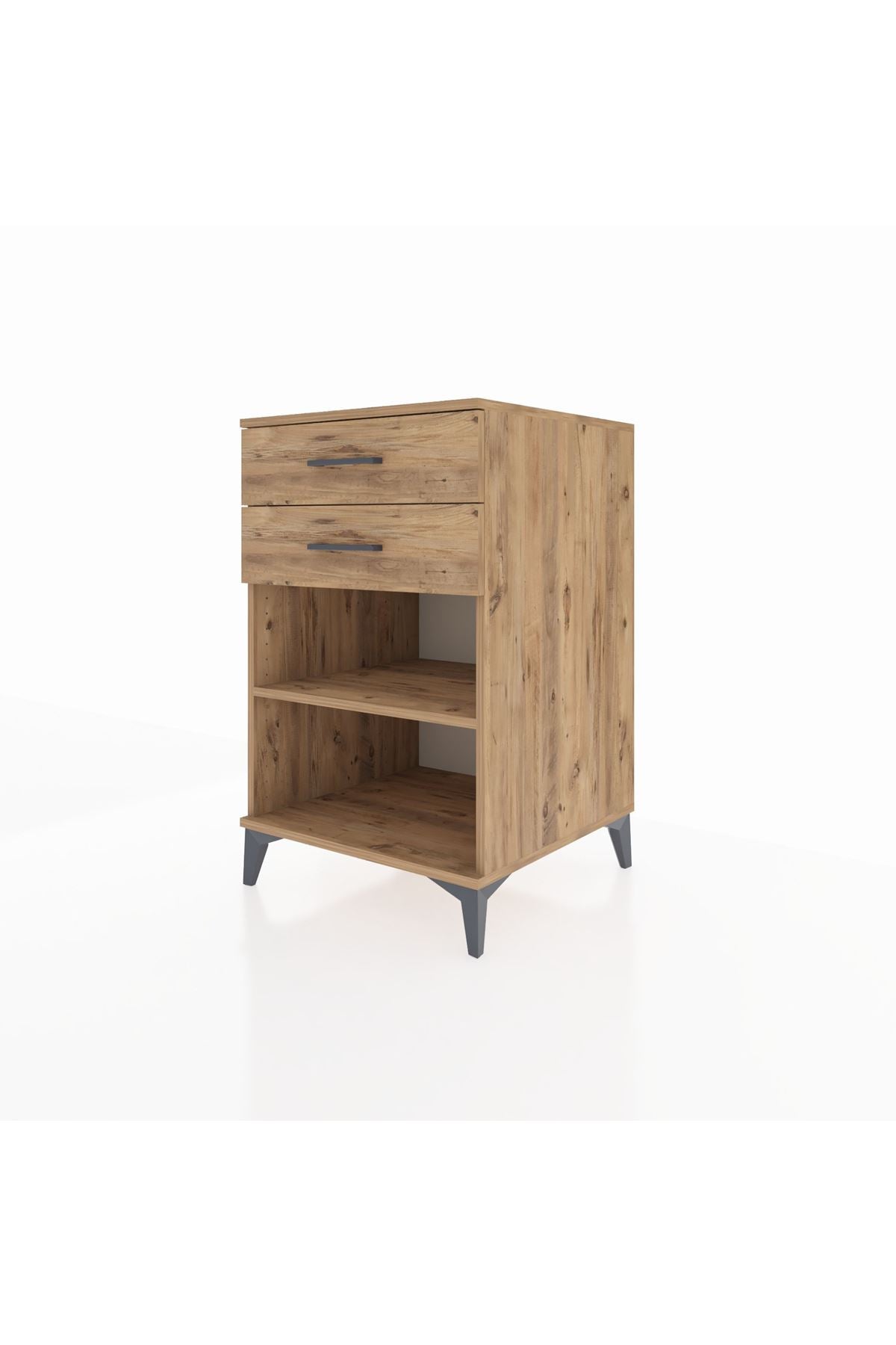 Kronos Komodin Tek Raflı 2 Çekmeceli 60x59x96 Çam-Çam