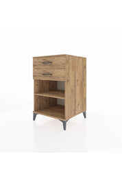 Kronos Komodin Tek Raflı 2 Çekmeceli 60x59x96 Çam-Çam